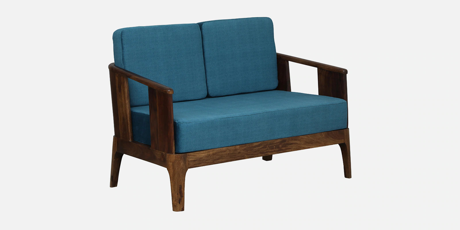 Bano Sheesham Wood 2 Seater Sofa In Blue Colour - Febonic Living