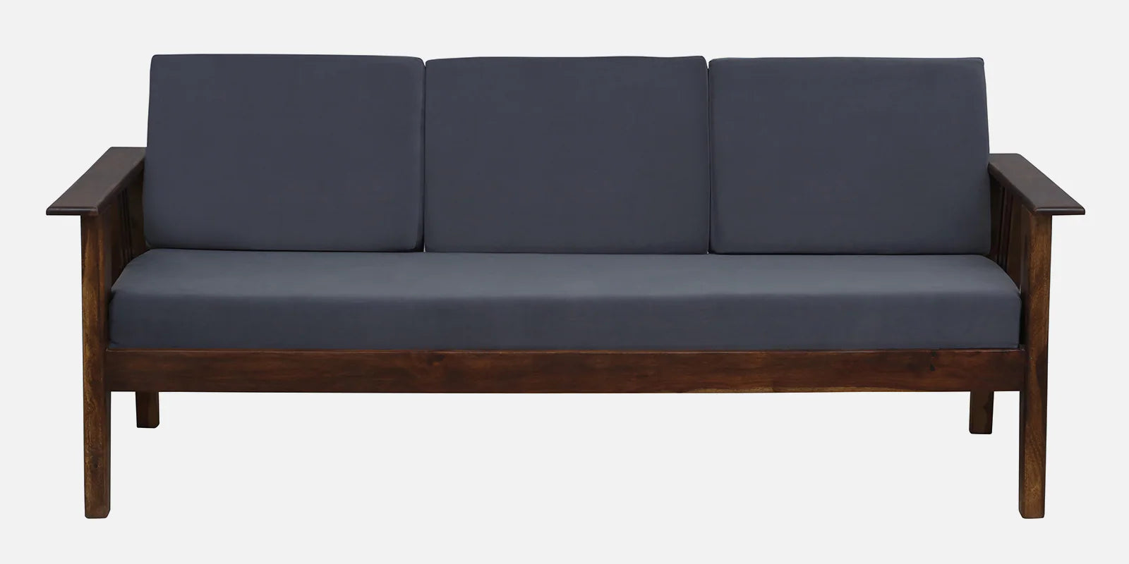 Caron Sheesham Wood 3 Seater Sofa In Grey Colour - Febonic Living