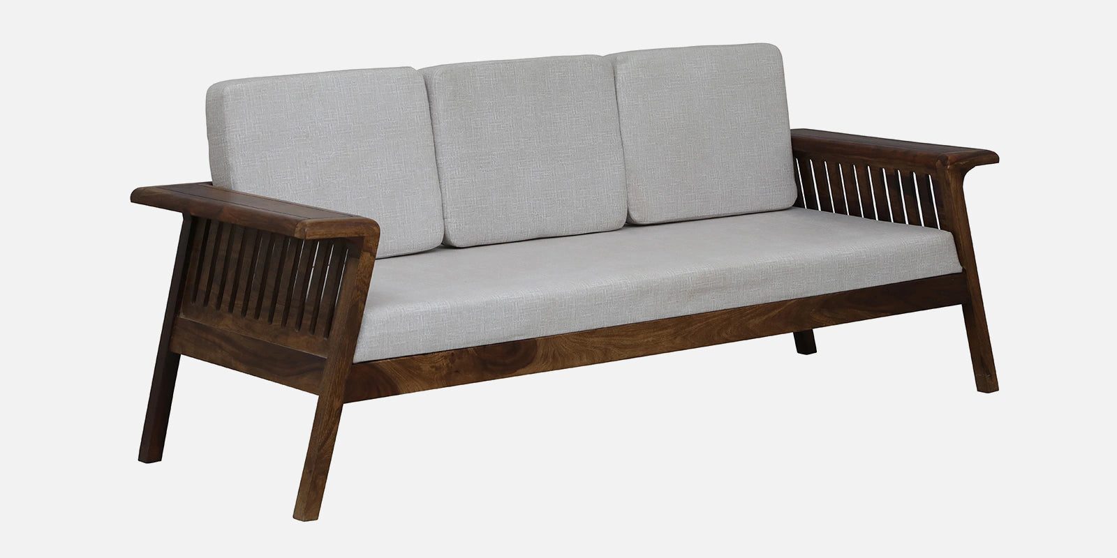 Gany Sheesham Wood 3 Seater Sofa In Beige Color - Febonic Living