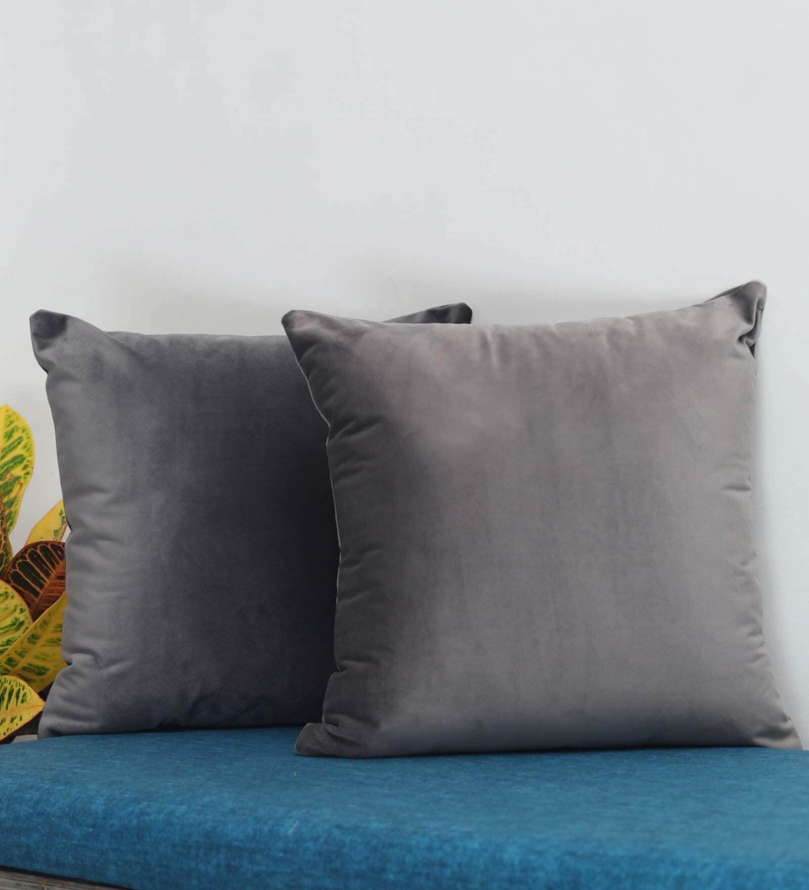 Jacey Velvet (16x16in) Sofa Pillows In Mocha Brown Colour (Pack of 2) - Febonic Living