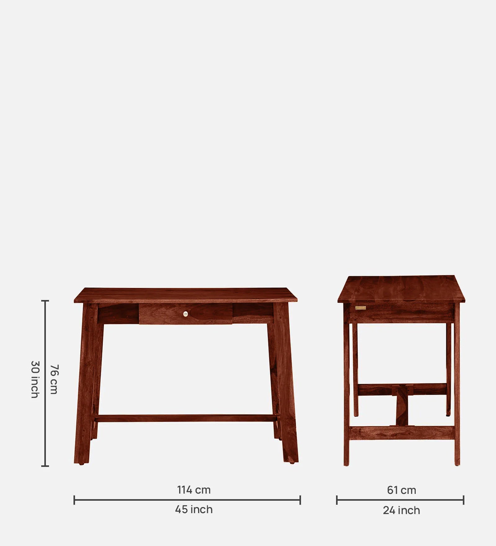 Masha Sheesham Wood Writing Table With Scratch Resistant In Honey Oak Finish - Febonic Living