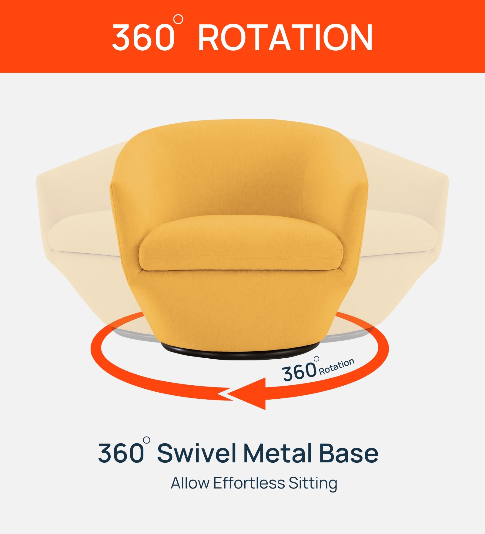 Haddie Velvet Swivel Chair In Tangerine Orange Colour - Febonic Living