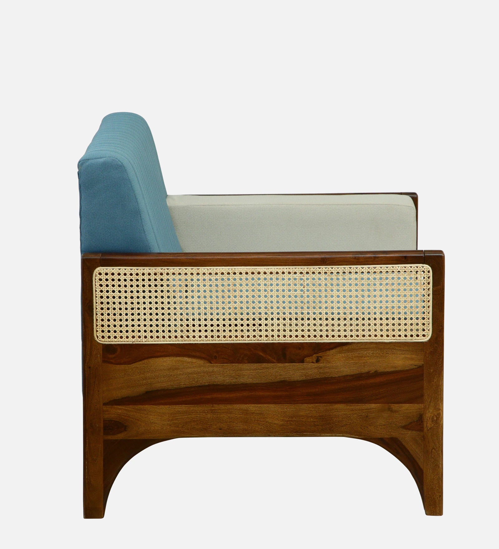 Oslo Sheesham Wood 1 Seater Sofa In Blue Colour