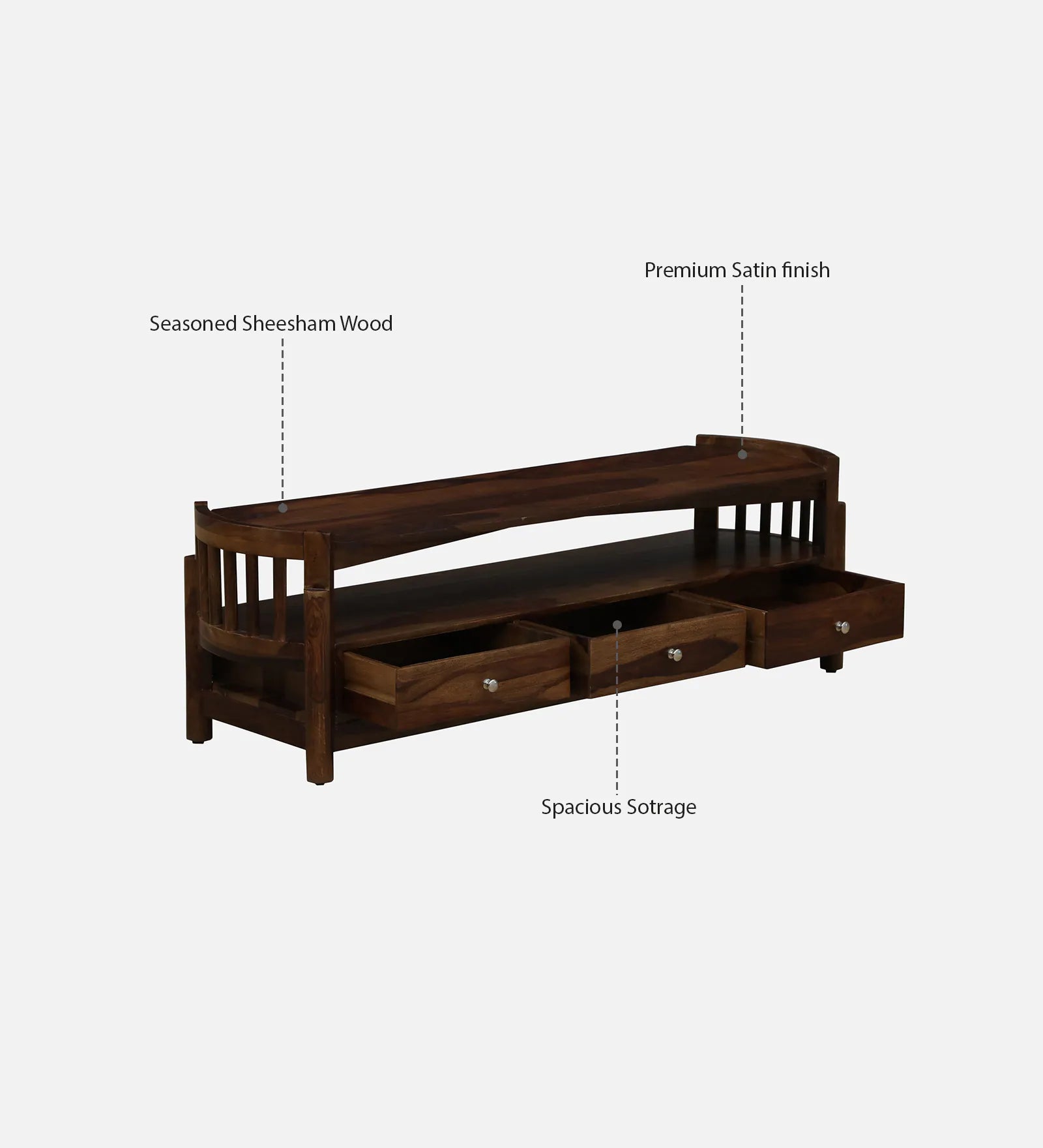 Davao Sheesham Wood TV Unit In Provincial Teak Finish - Febonic Living