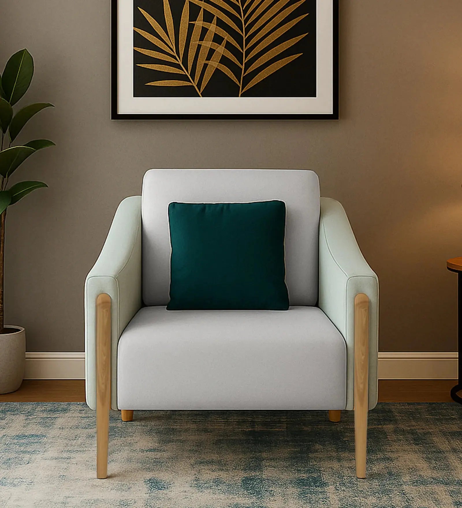 Haven Fabric Leatherette 1 Seater Sofa In Beige Colour Febonic Living