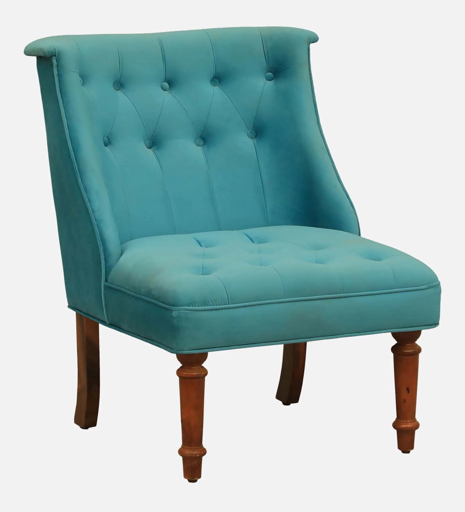 Ludovic Velvet Slipper Chair In Aqua Colour - Febonic Living