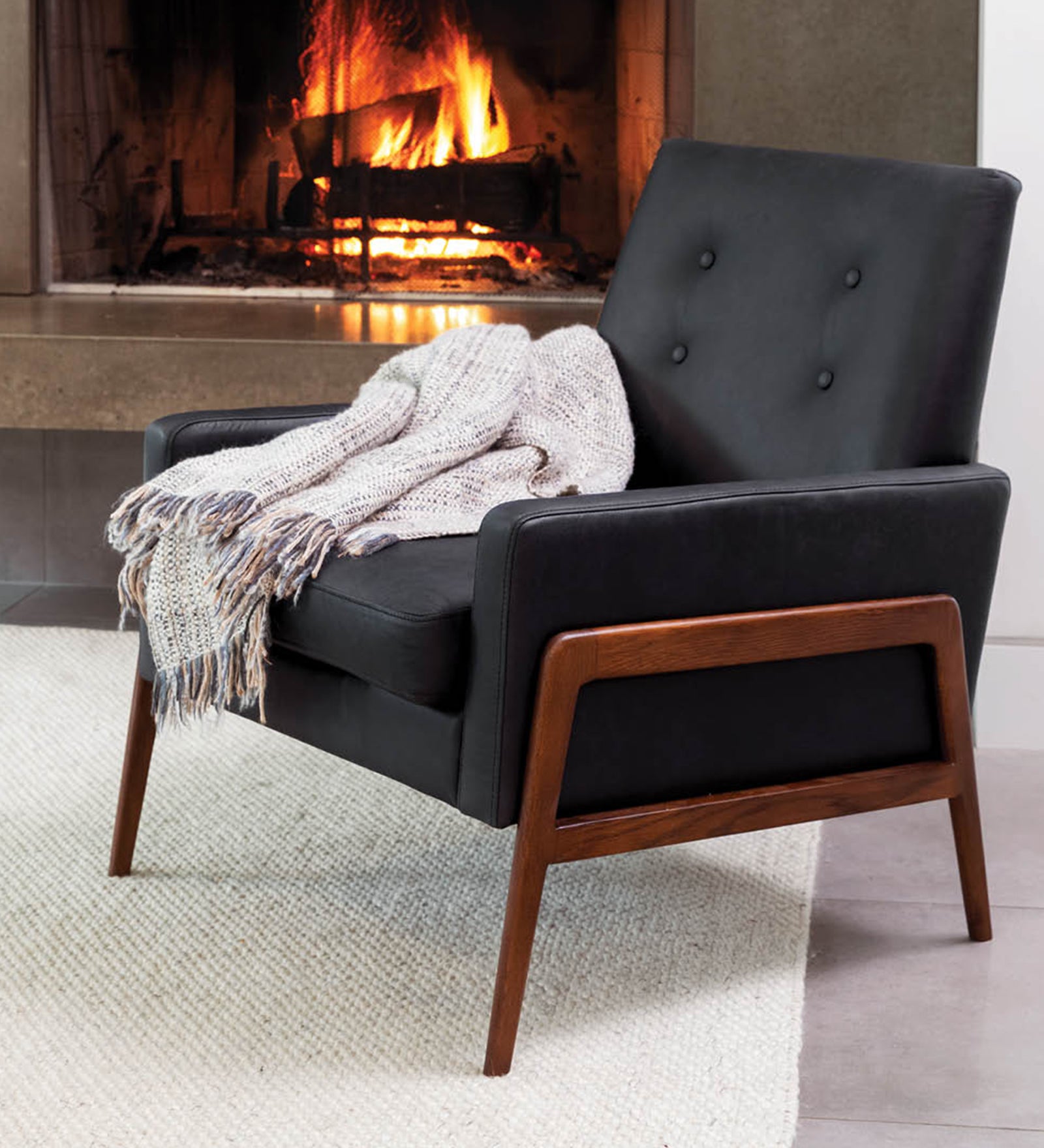 Galaxy Leatherette Lounge Chair in Dark grey Colour - Febonic Living