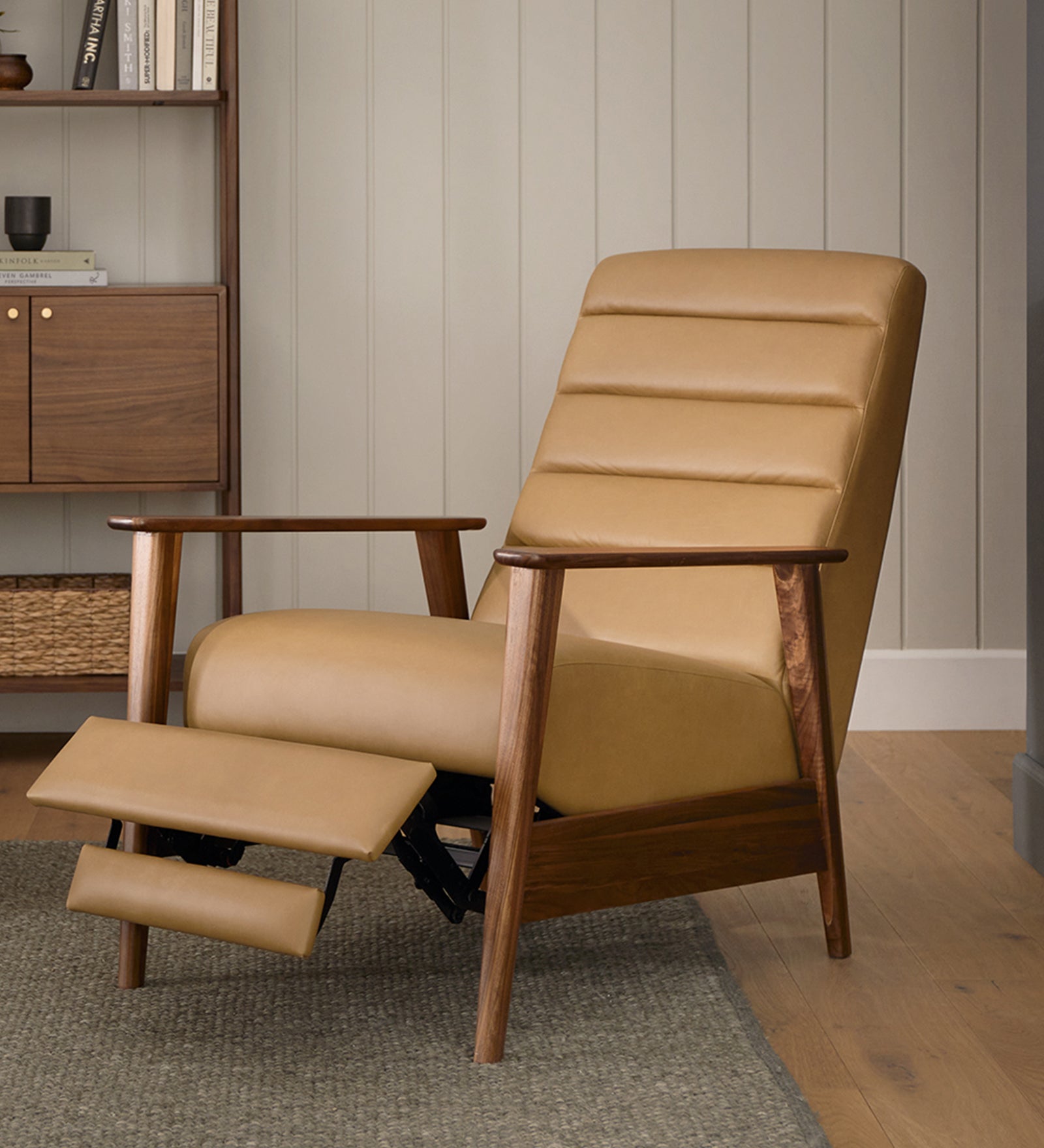 Ellow Leatherette Reclining Lounge Chair in Brown Colour - Febonic Living