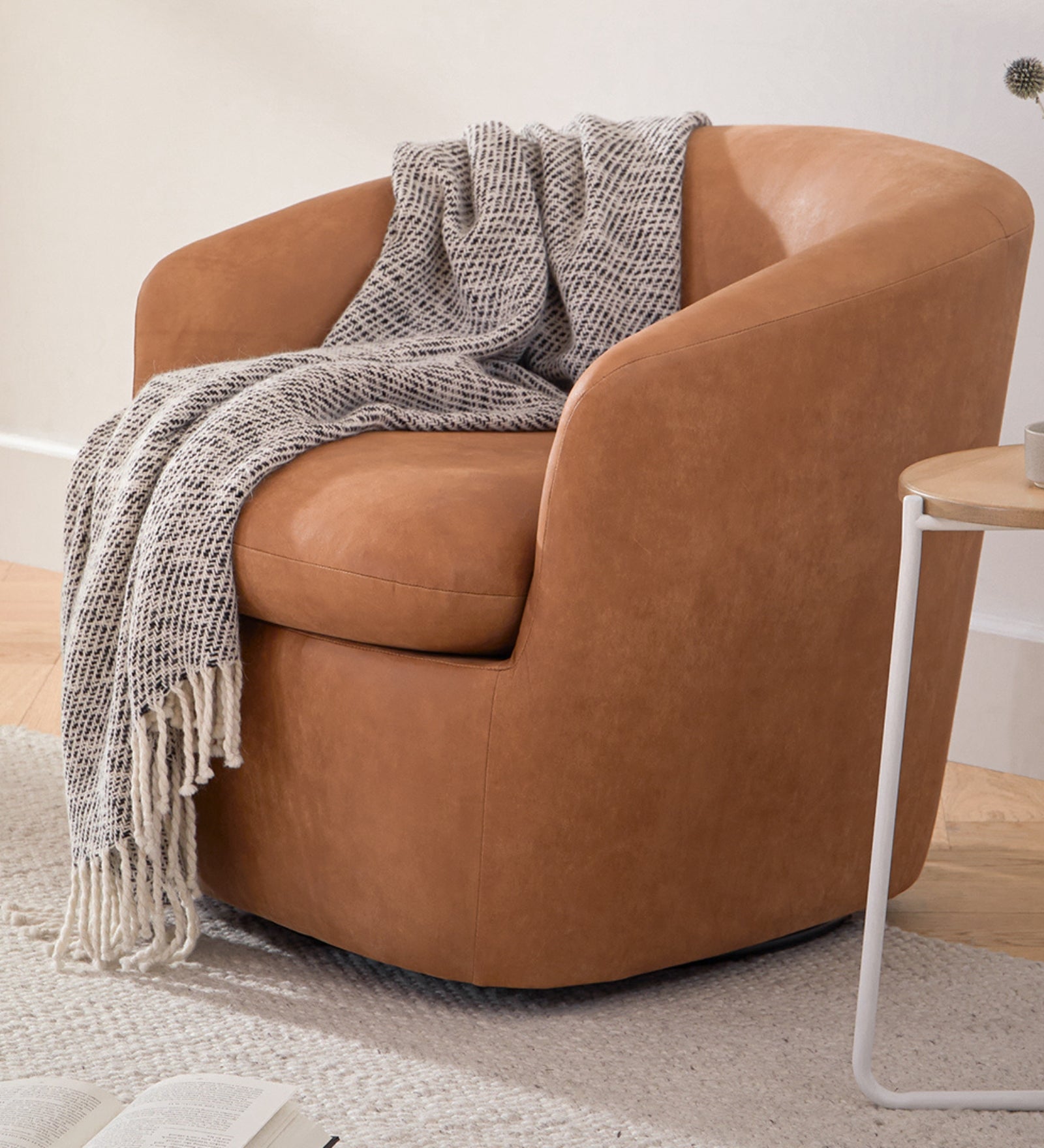 Rusty Leatherette Swivel Chair in Cinnamon Brown Colour
