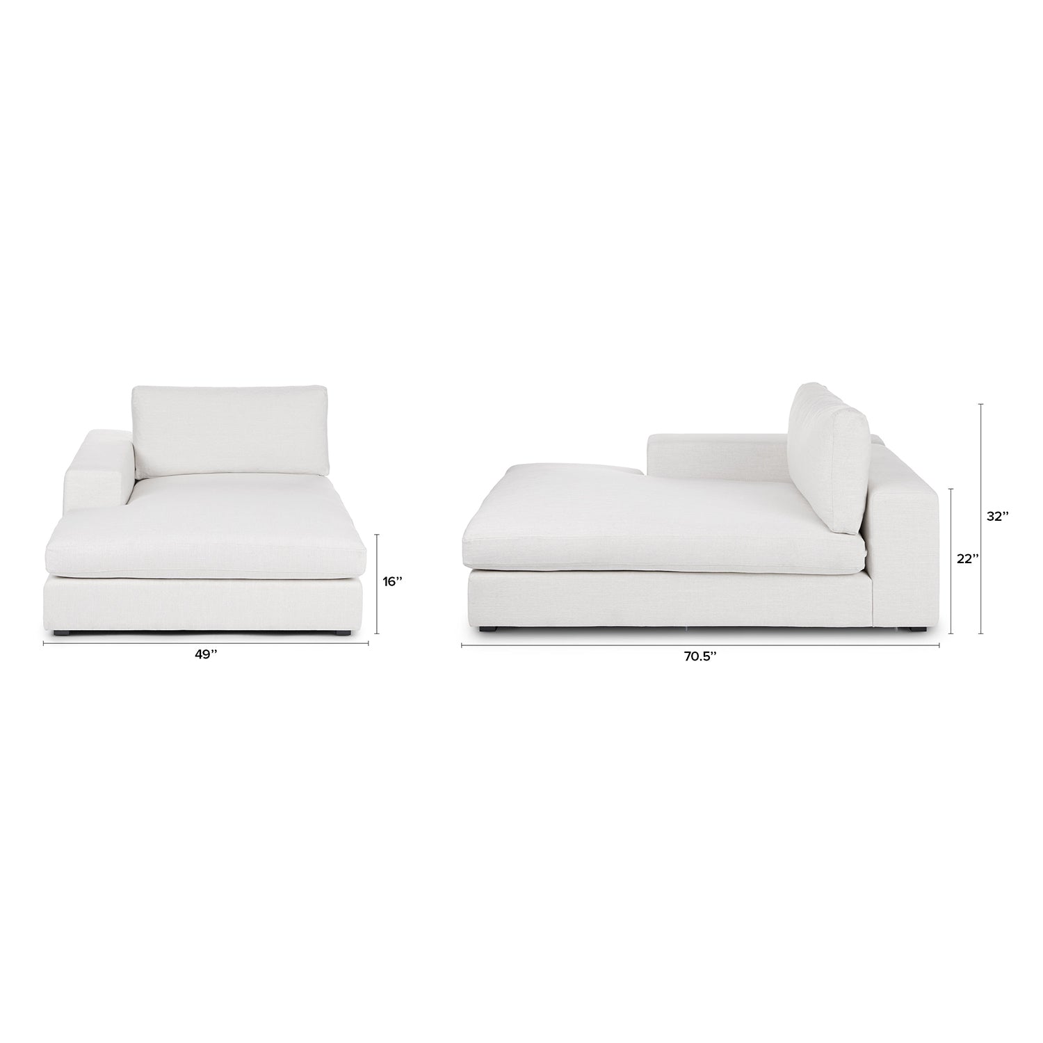 Beta Fabric LHS Chaise Lounger In Ivory Cream Colour - Febonic Living