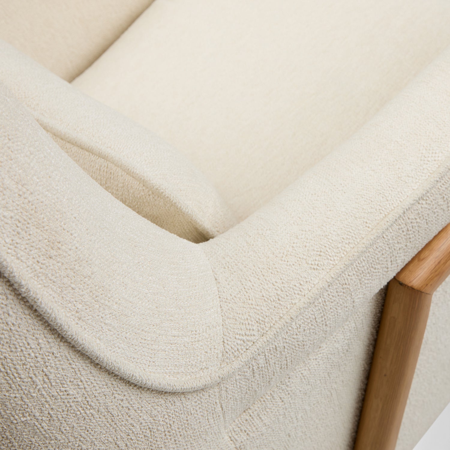 Muni Boucle Fabric Rocking Chair in Shell White Colour