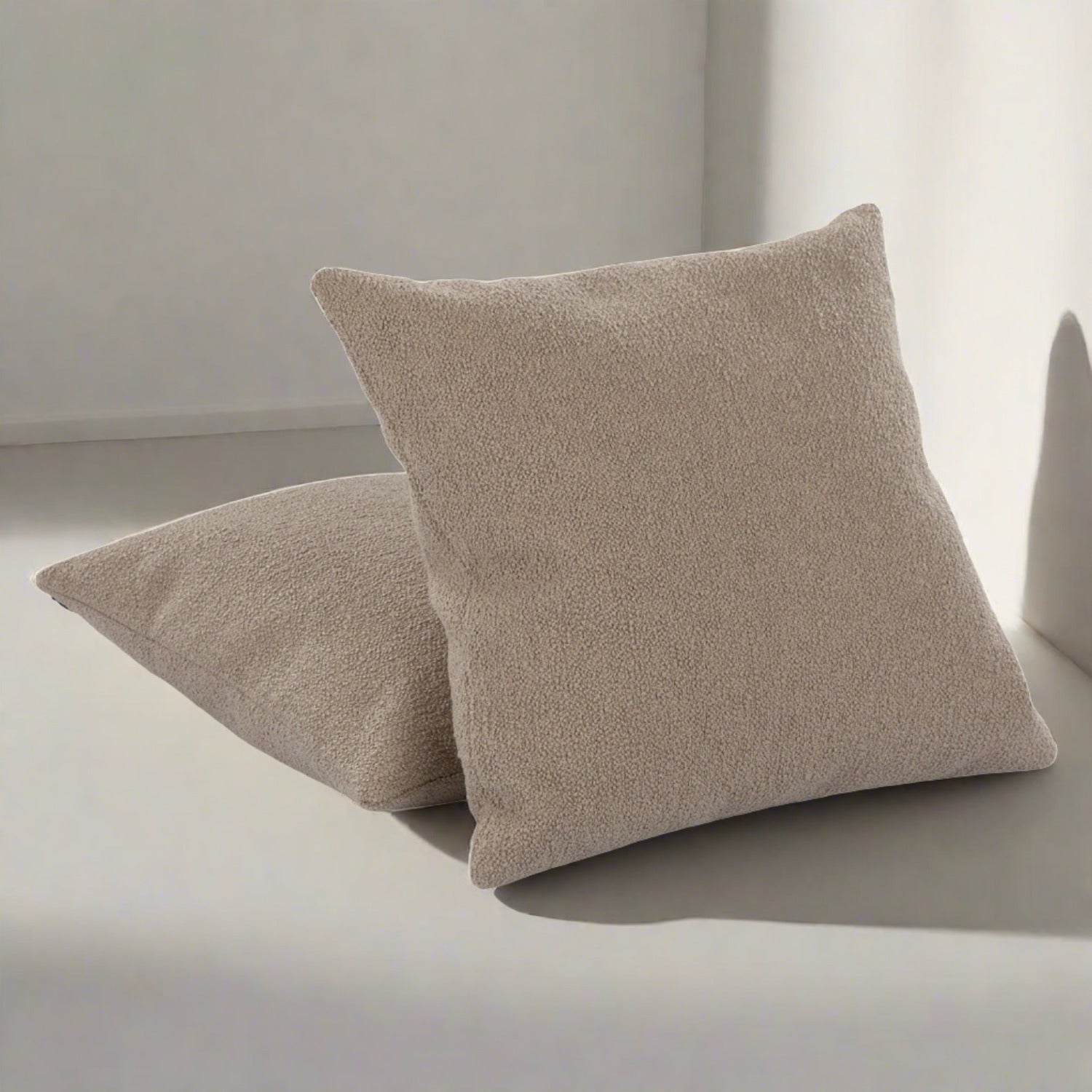 Gabriola Boucle (20x20in) Sofa Pillows In Caro Beige Colour (Pack of 2) - Febonic Living