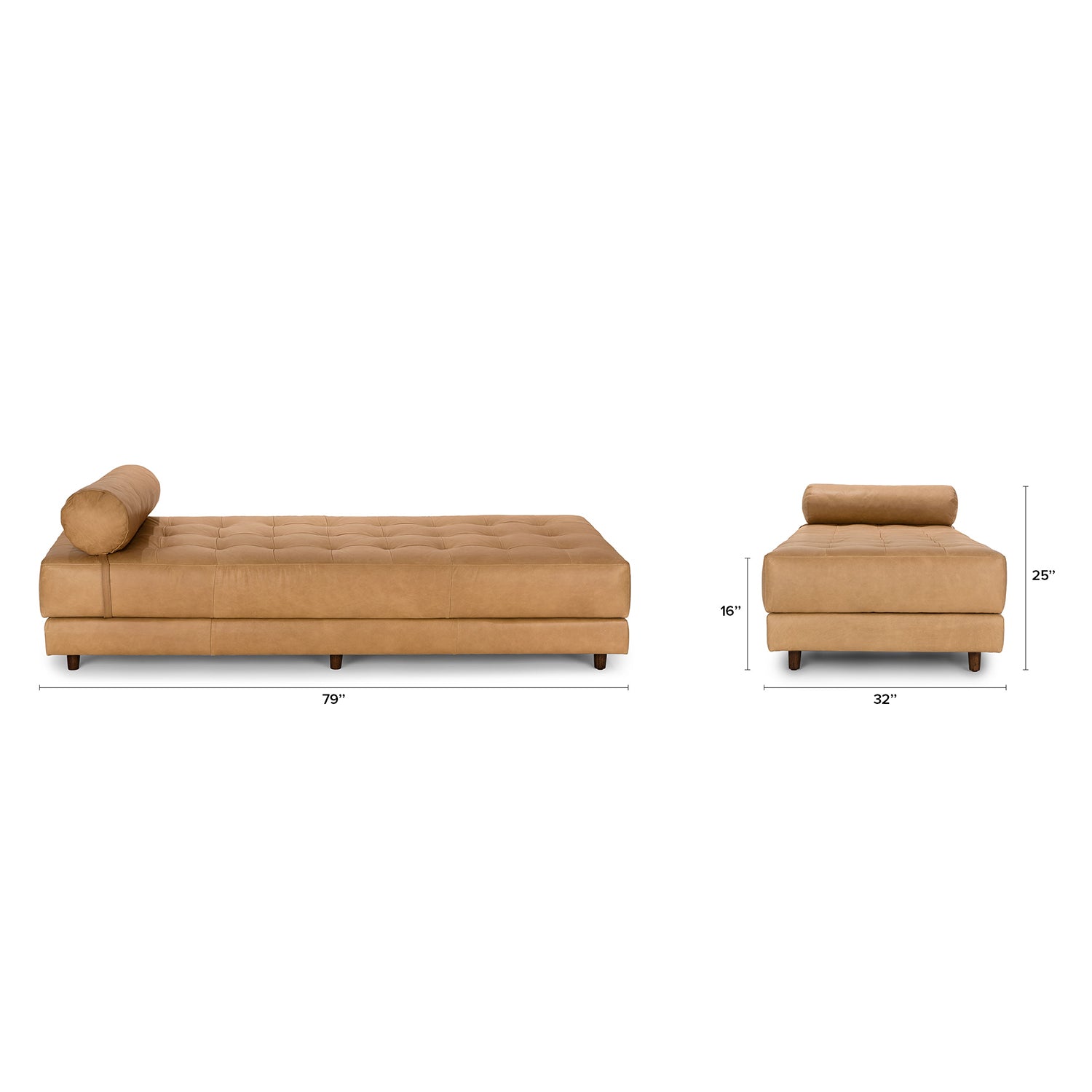 Sven Leatherette Armless Chaise Lounger In Brown Colour - Febonic Living