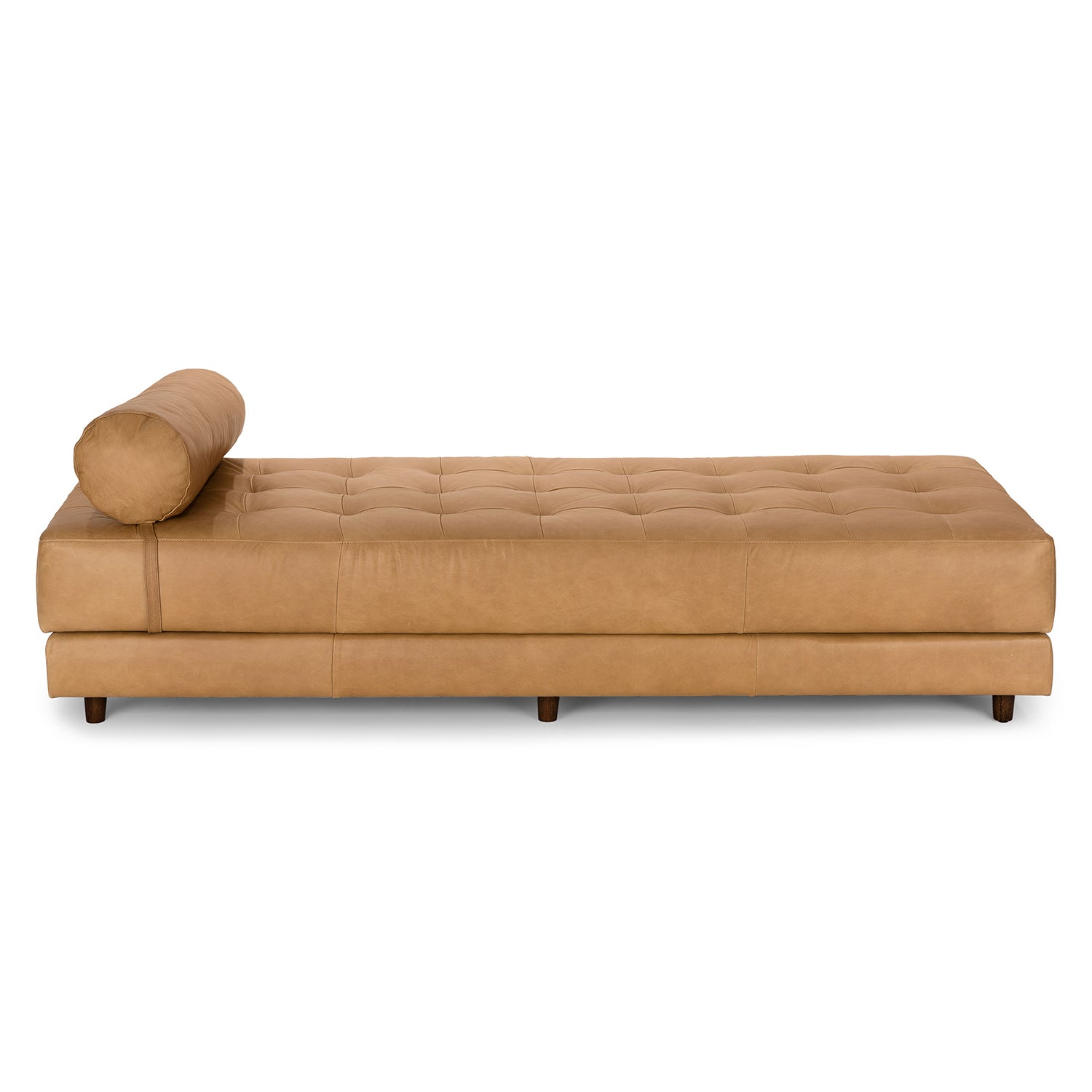 Sven Leatherette Armless Chaise Lounger In Brown Colour - Febonic Living