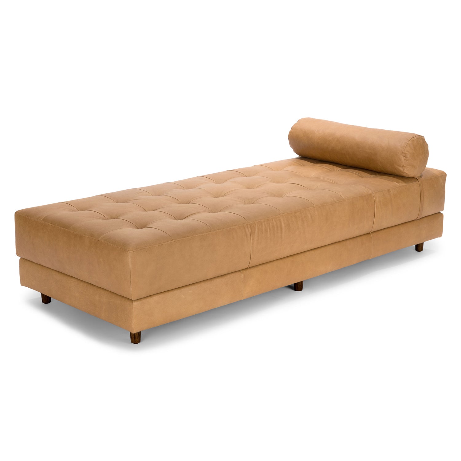 Sven Leatherette Armless Chaise Lounger In Brown Colour - Febonic Living