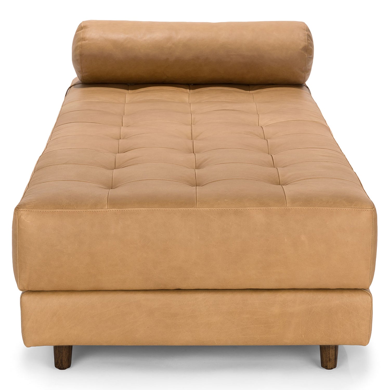 Sven Leatherette Armless Chaise Lounger In Brown Colour - Febonic Living