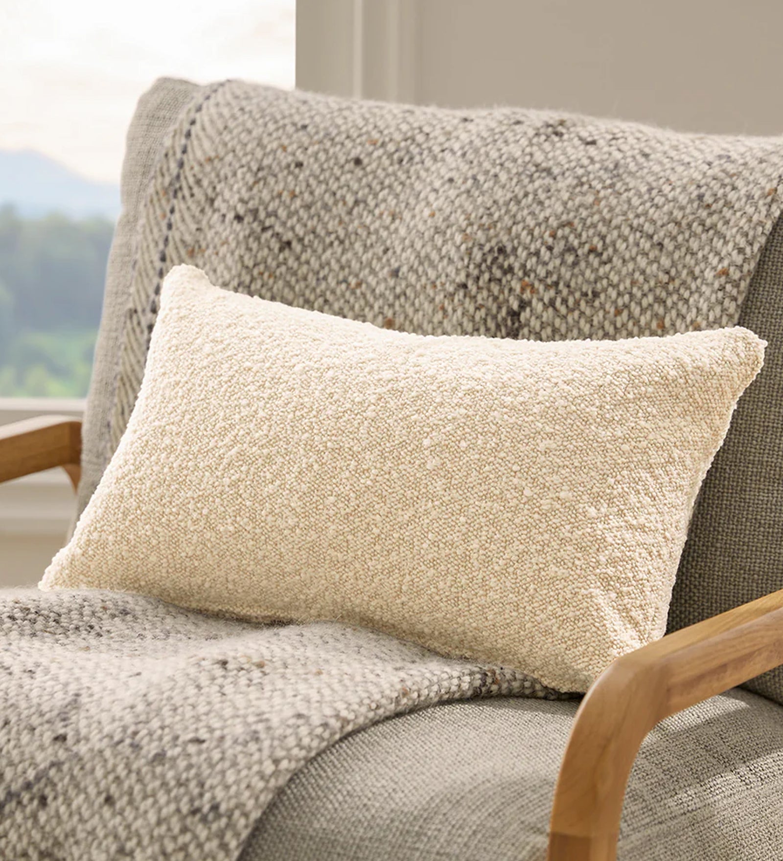 Gabi Boucle (20x12) Fiber Pillows In Shell White Colour (Pack of 2) - Febonic Living