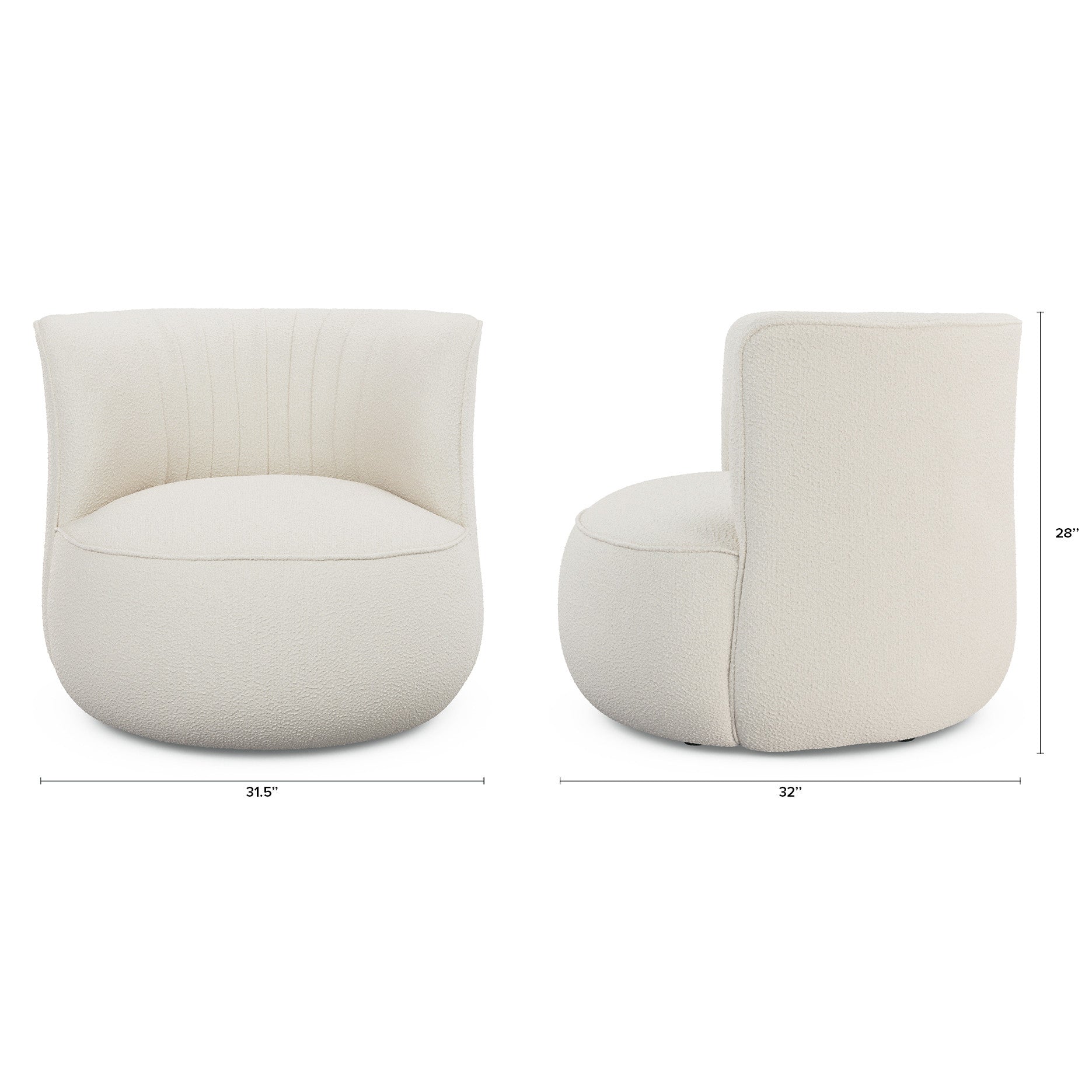 Bijo Boucle Fabric Lounge Chair in Shell White Colour - Febonic Living