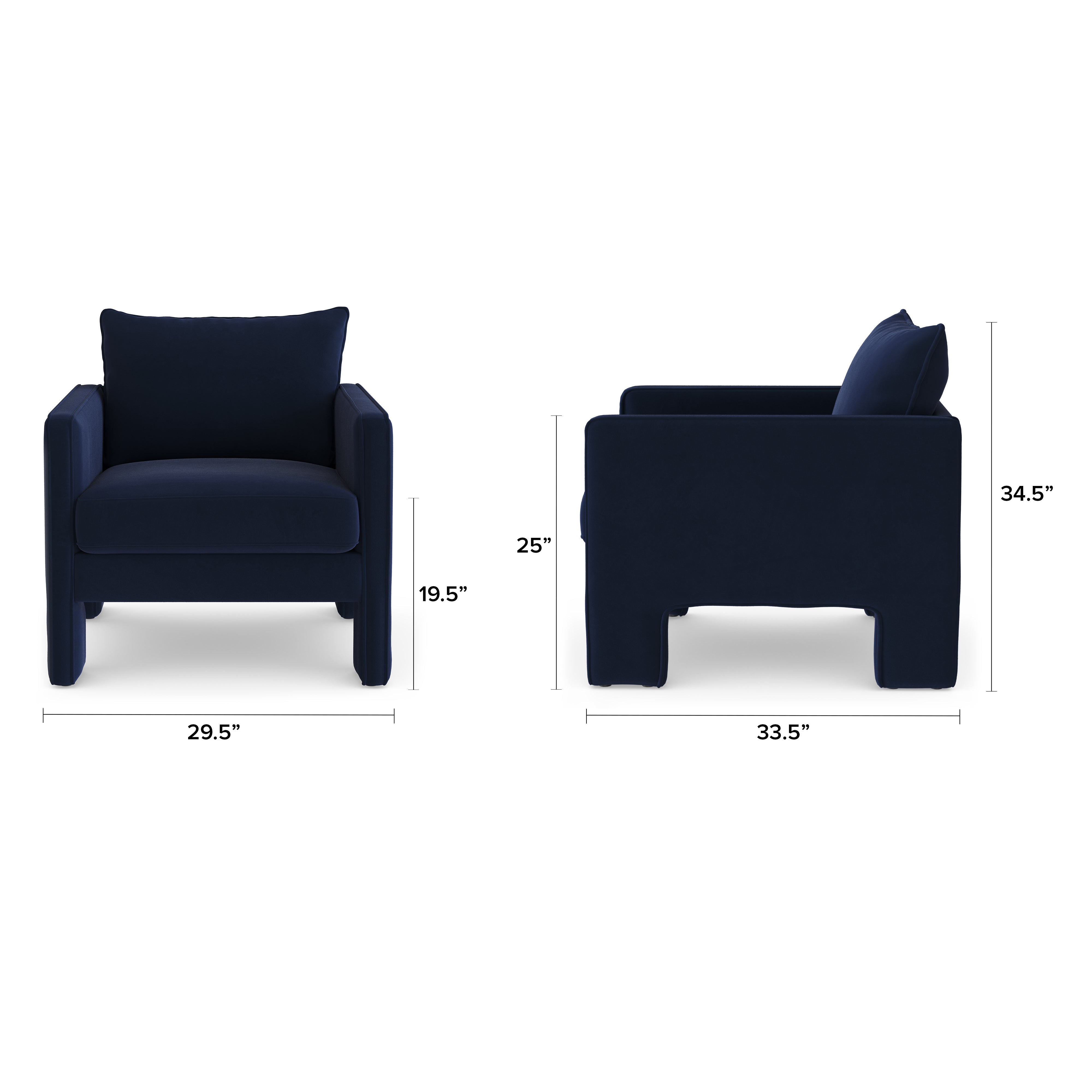 Haley Velvet Lounge Chair in Indigo Blue Colour - Febonic Living