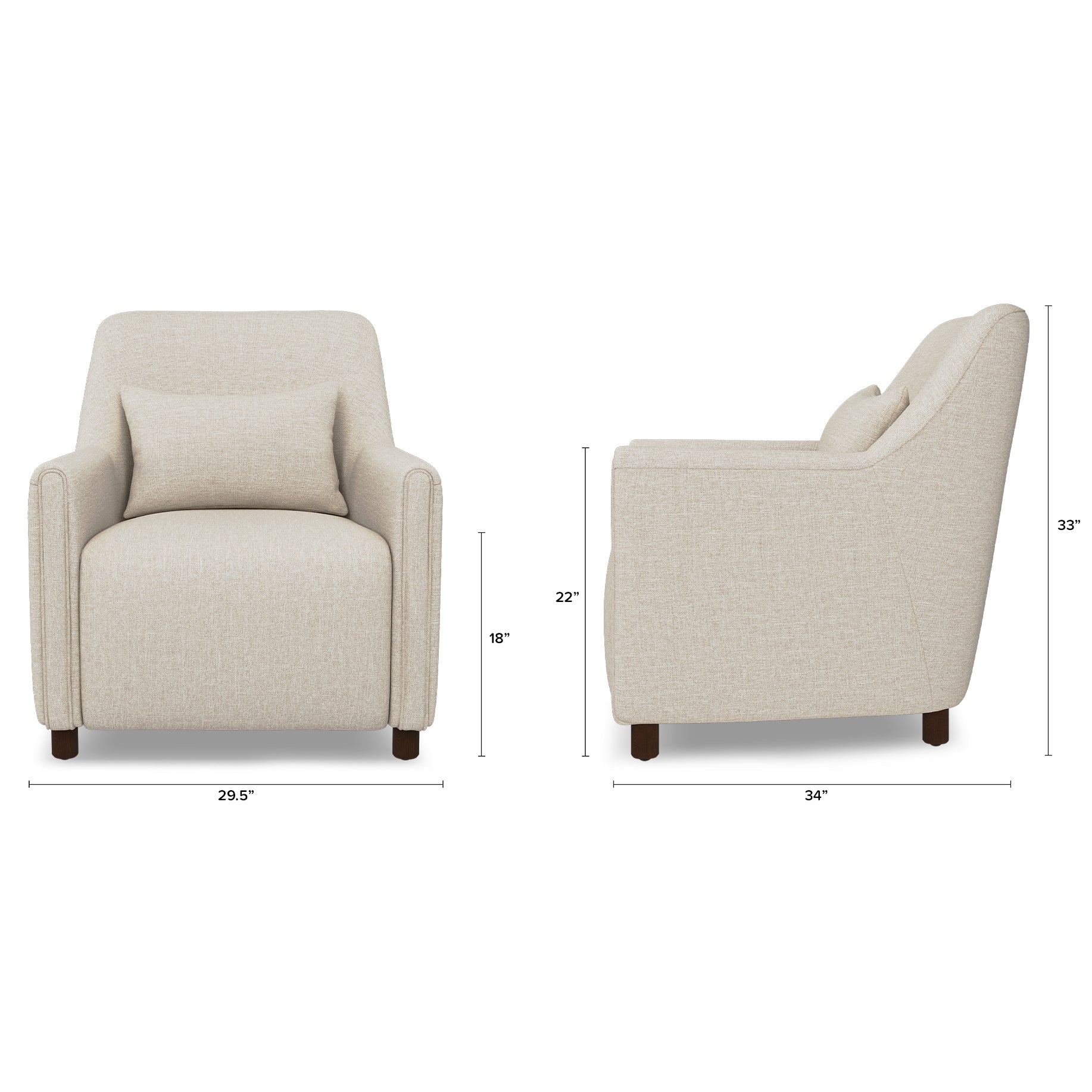 Winslow Fabric Lounge Chair in Ivory Cream Colour - Febonic Living