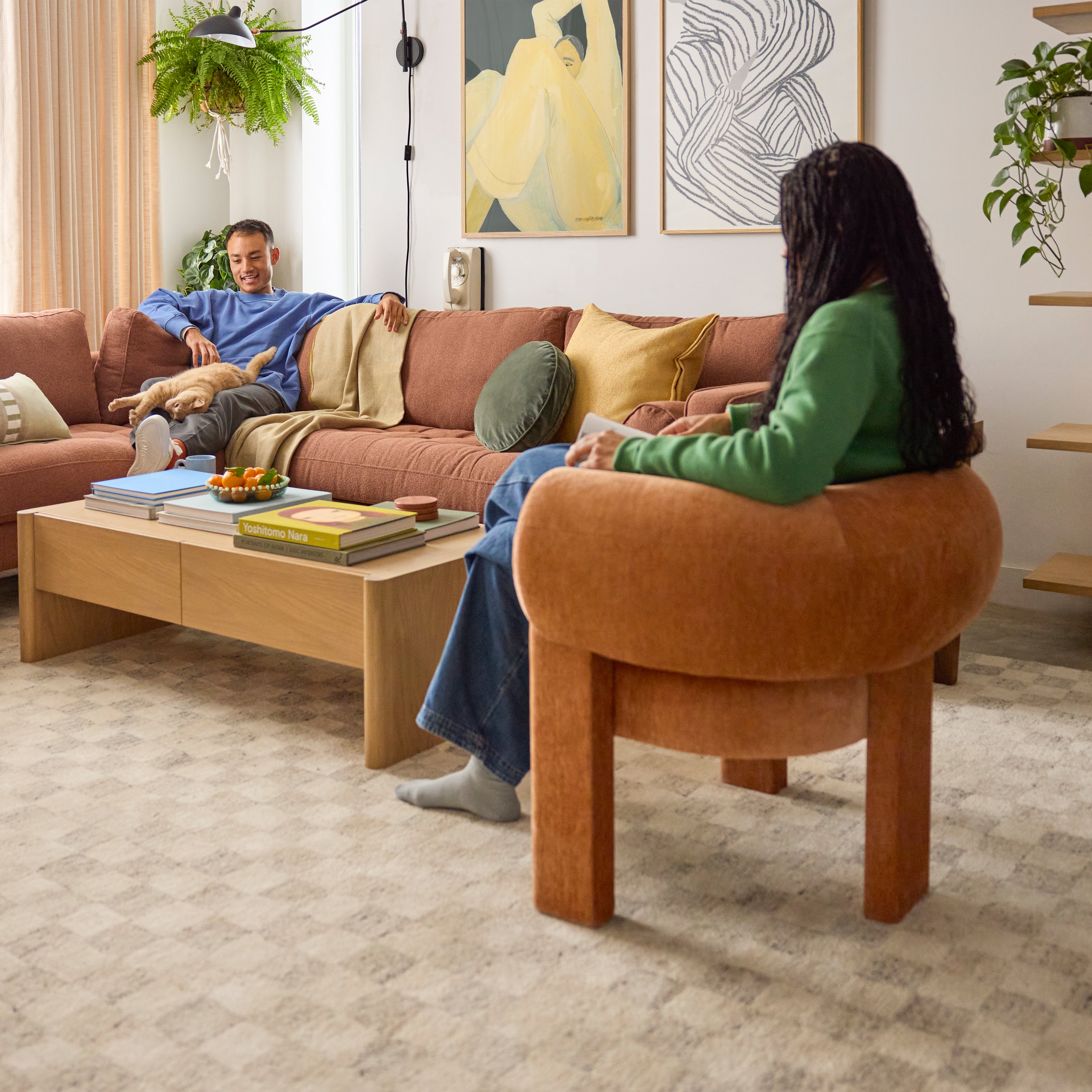 Versy Fabric Lounge Chair in Vivid Orange Colour - Febonic Living