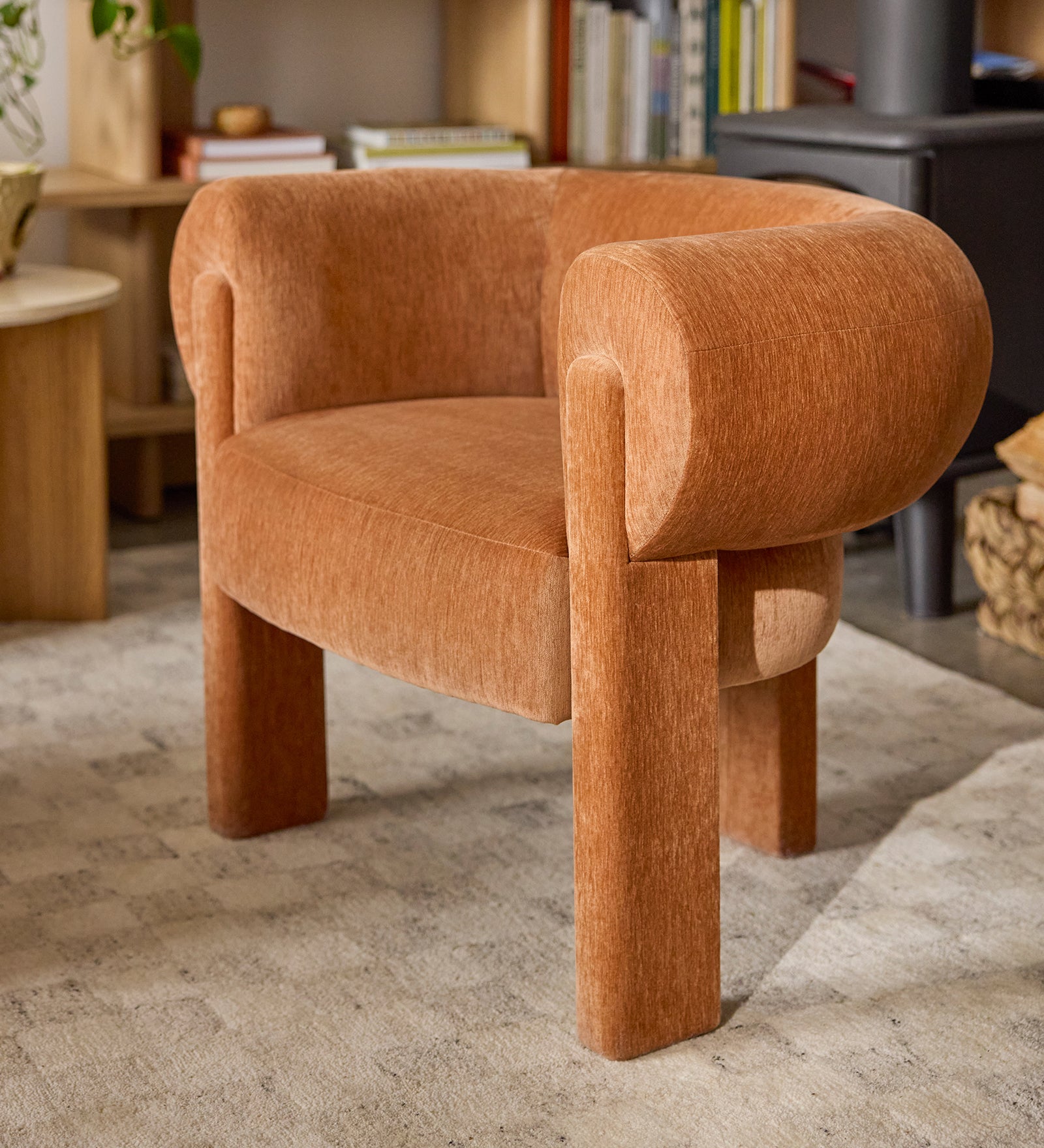 Versy Fabric Lounge Chair in Vivid Orange Colour - Febonic Living