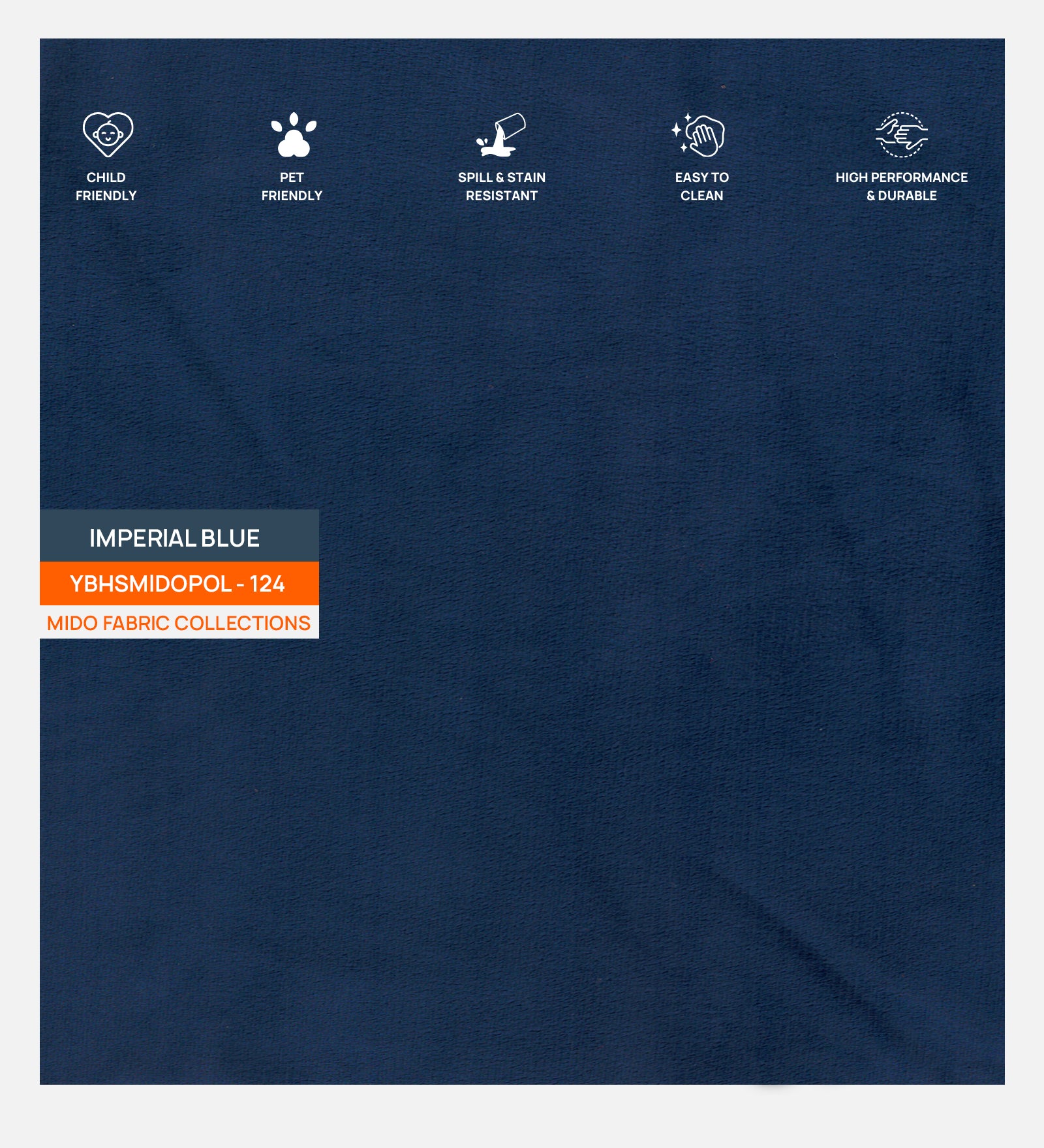 Velvet Mido Fabric Imperial Blue 124 Code - Febonic Living