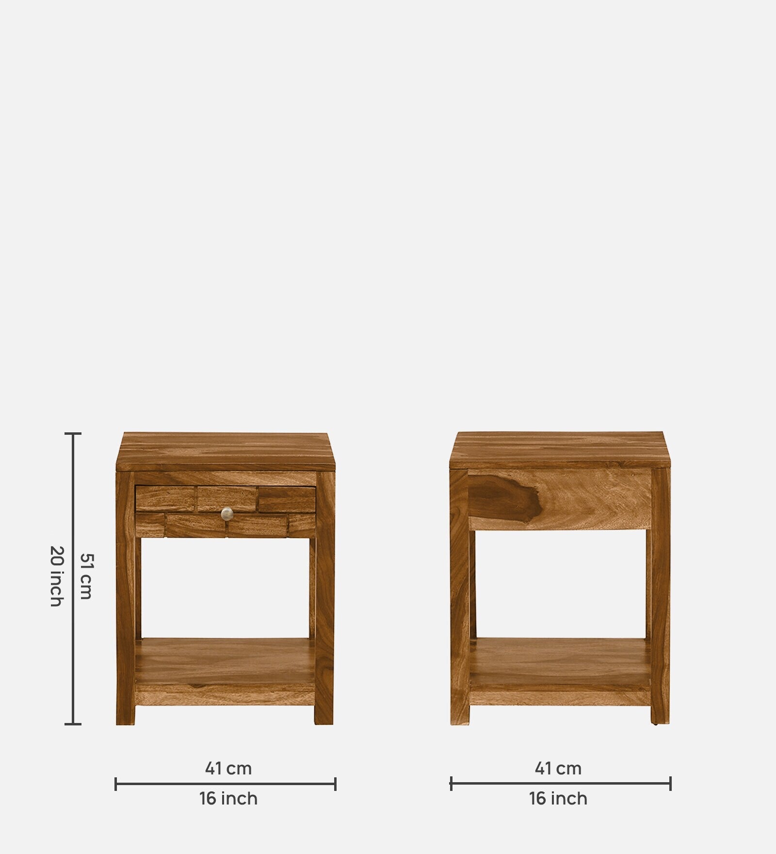 Imani Sheesham Wood Bedside Table In Rustic Teak Finish - Febonic Living