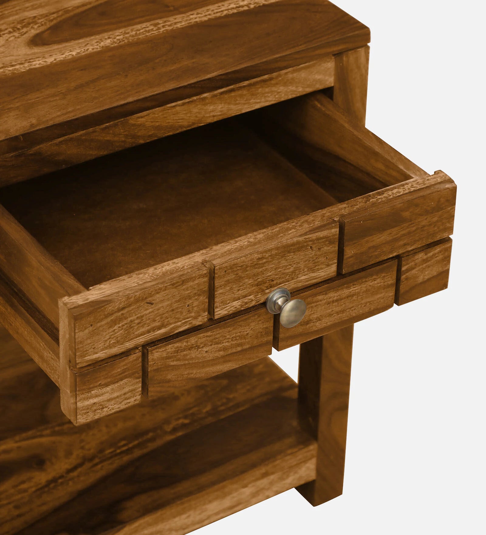 Imani Sheesham Wood Bedside Table In Rustic Teak Finish - Febonic Living