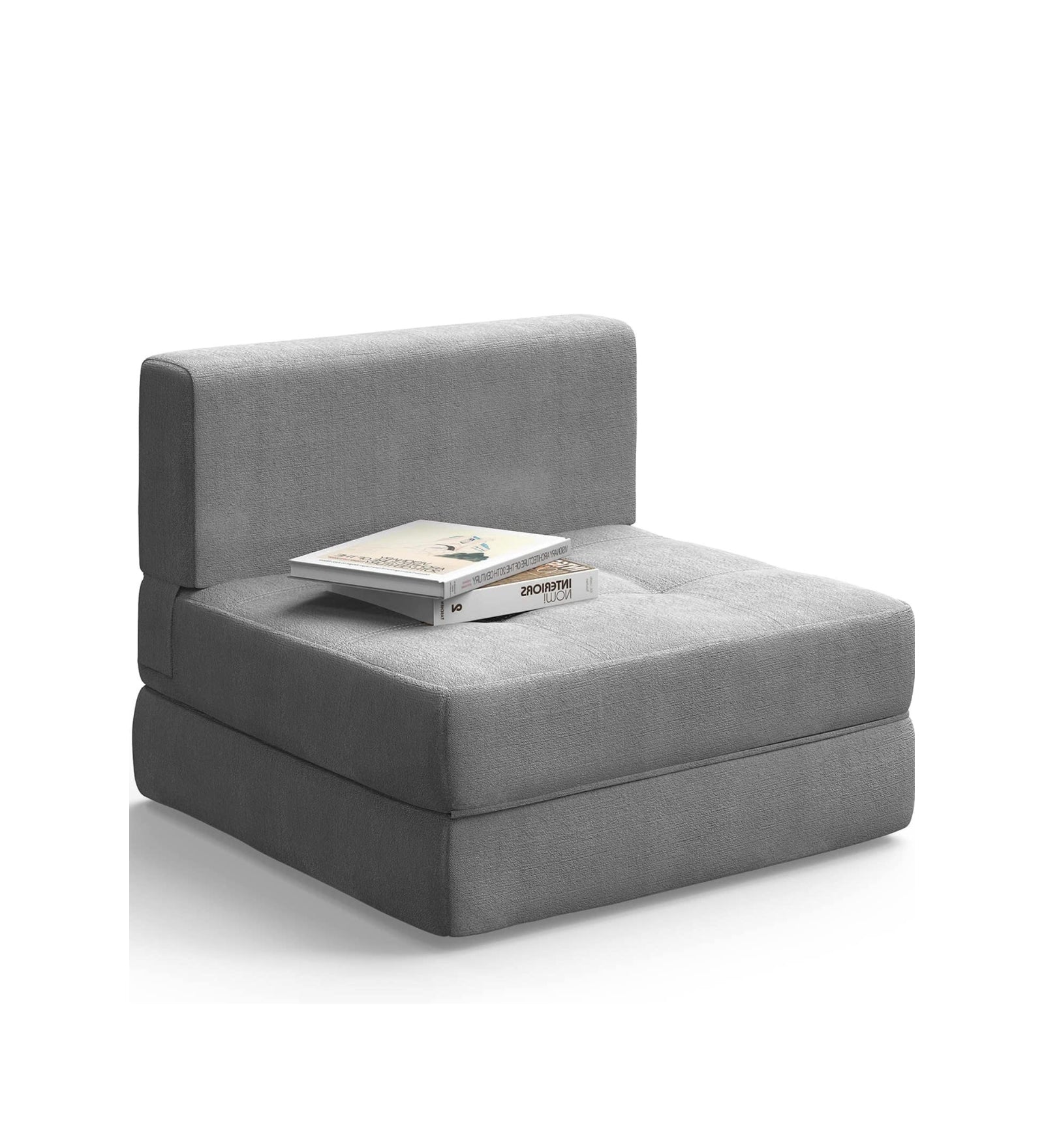 Ronda Fabric Foldable Sofa Cum Bed In Lit Grey Colour - Febonic Living