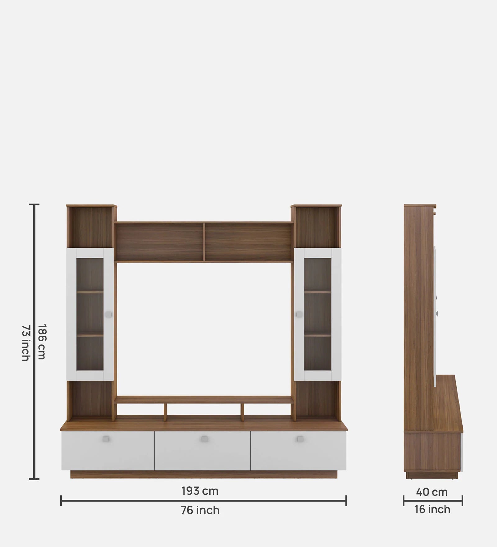 Janet Tv Unit in Frosty White and Oral Wallnut Finish