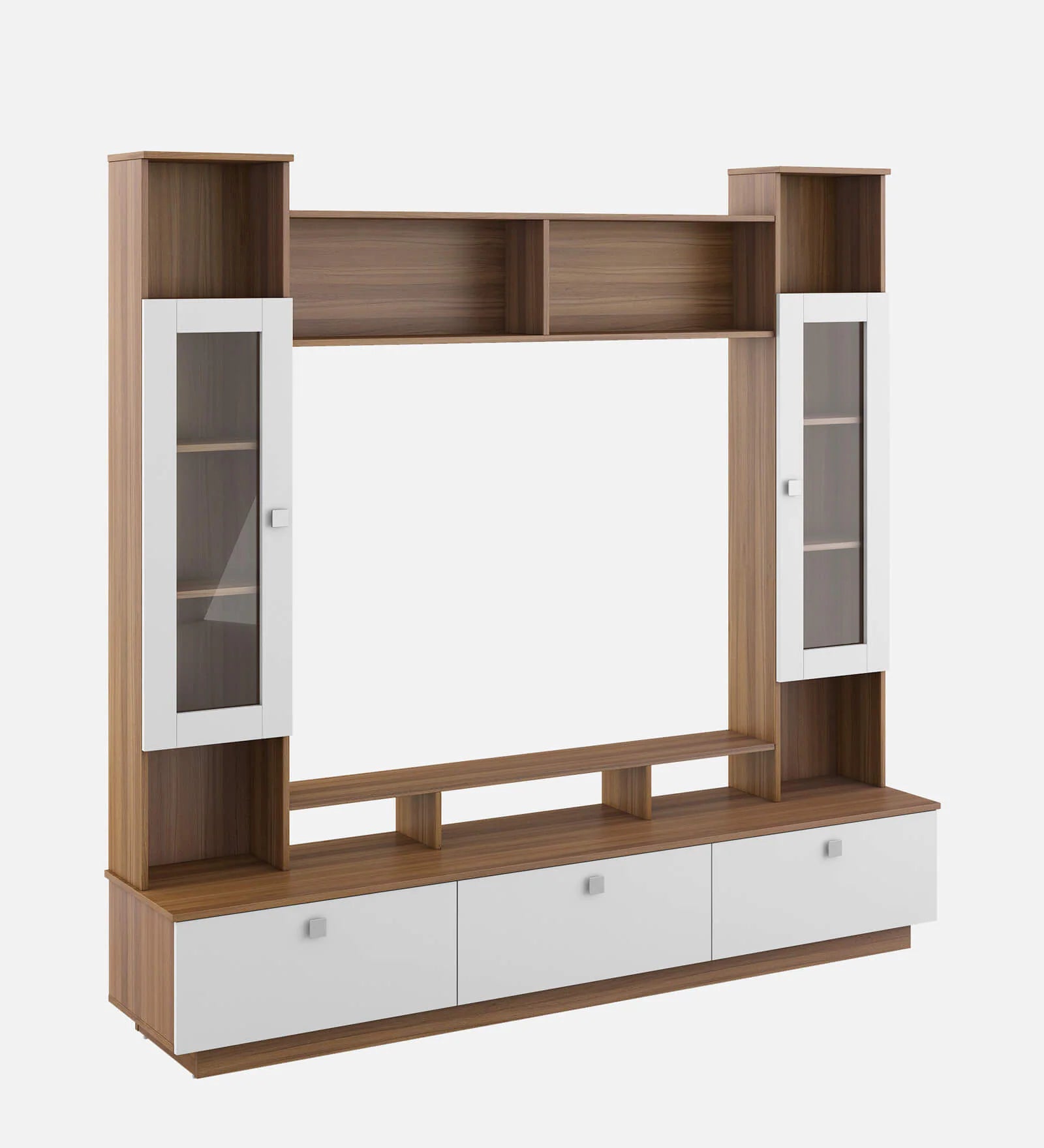 Janet Tv Unit in Frosty White and Oral Wallnut Finish