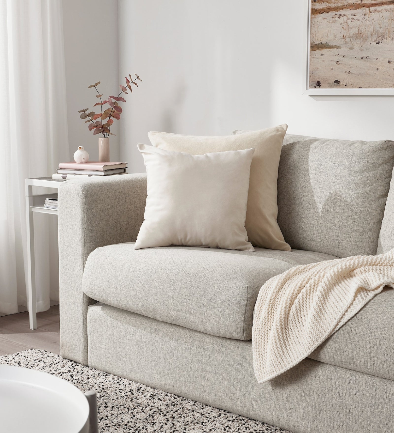 Karal Velvet (16x16in) Sofa Pillows In Warm white Colour (Pack of 2) - Febonic Living