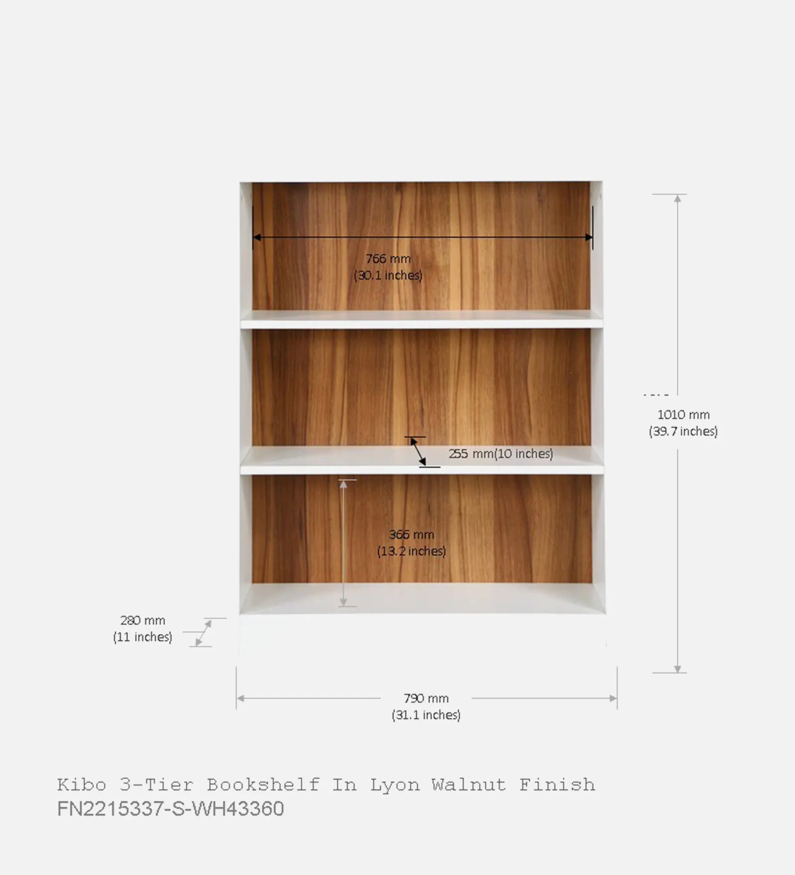 Kibo Book Shelf in Frosty White Finish