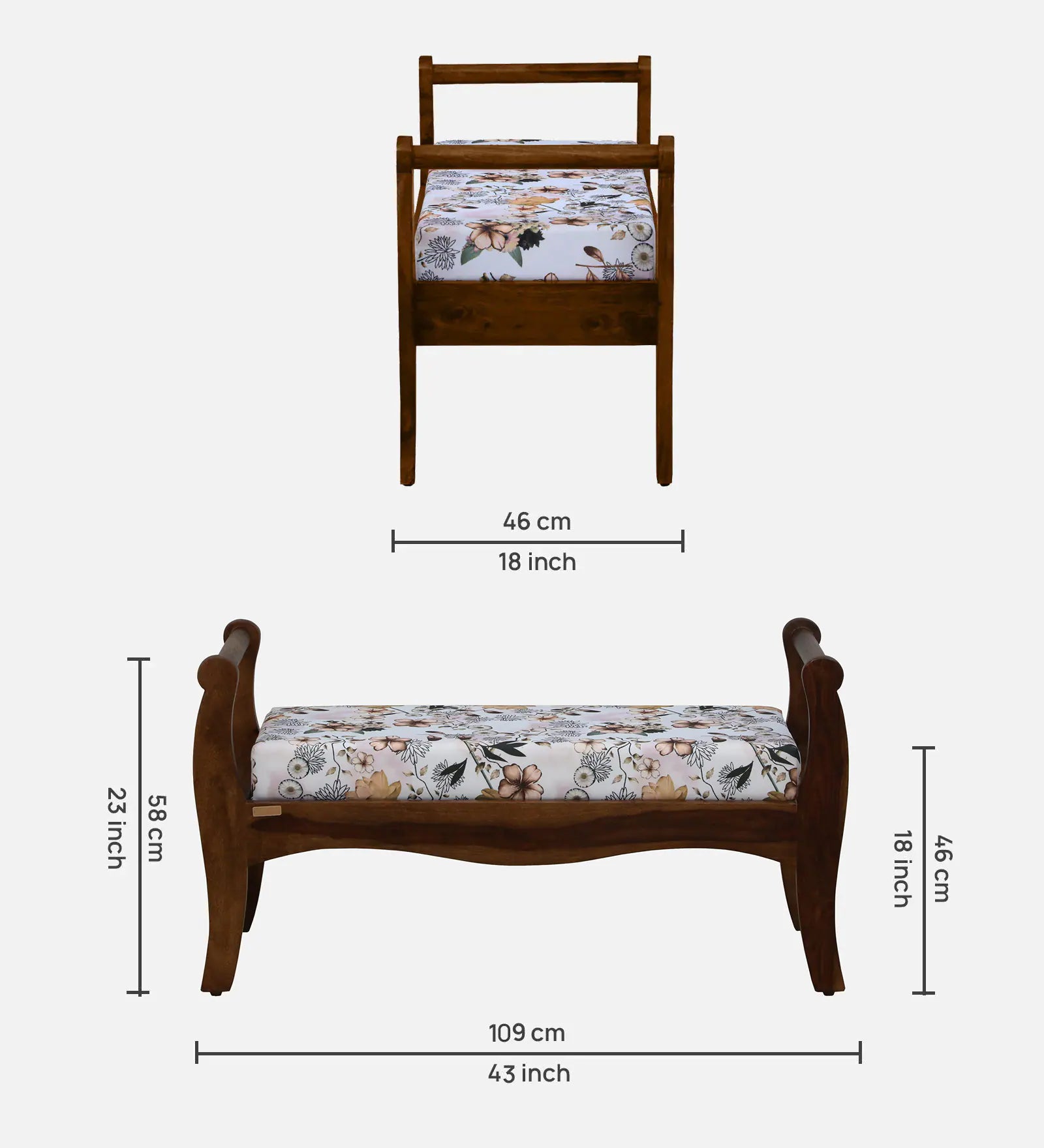 Zelda Sheesham Wood Recamier in Provincial Teak Finish - Febonic Living