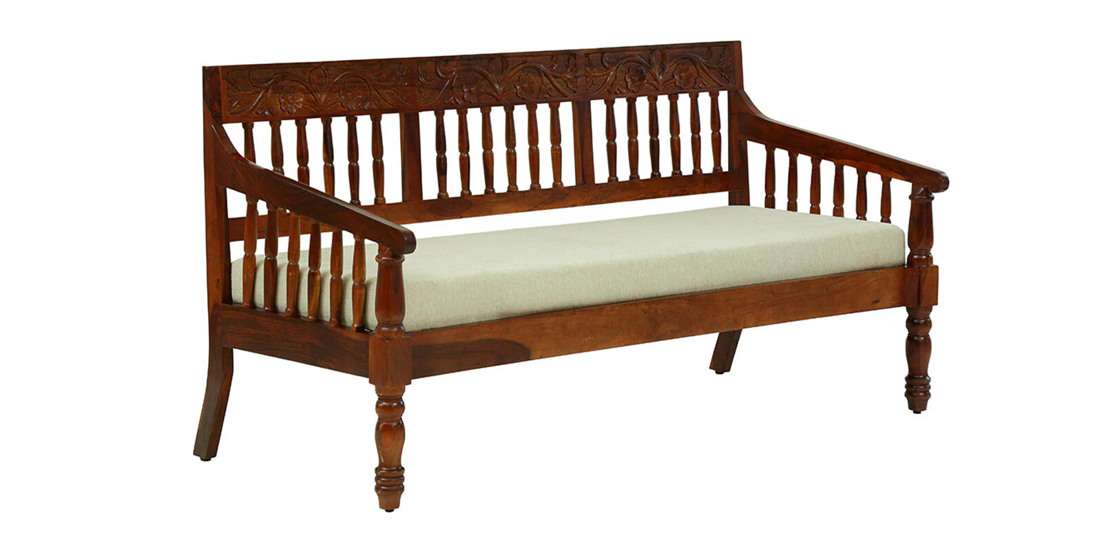 Omat Sheesham Wood 3 Seater Sofa In Honey Oak Finish - Febonic Living