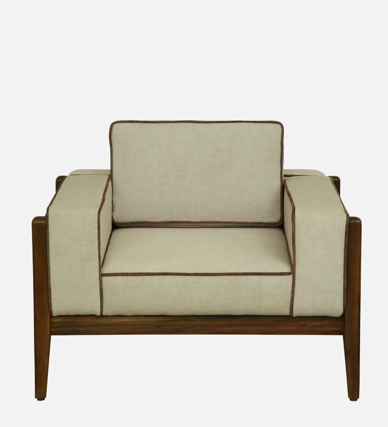 Gildin Sheesham Wood 1 Seater Sofa In Beige Colour