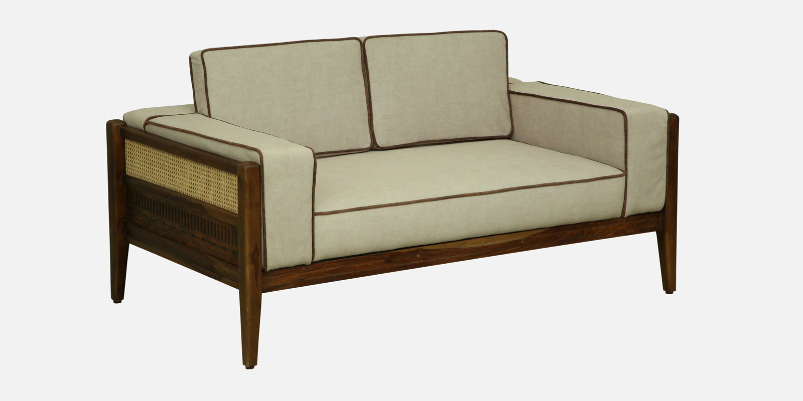 Gildin Sheesham Wood 2 Seater Sofa In Beige Colour