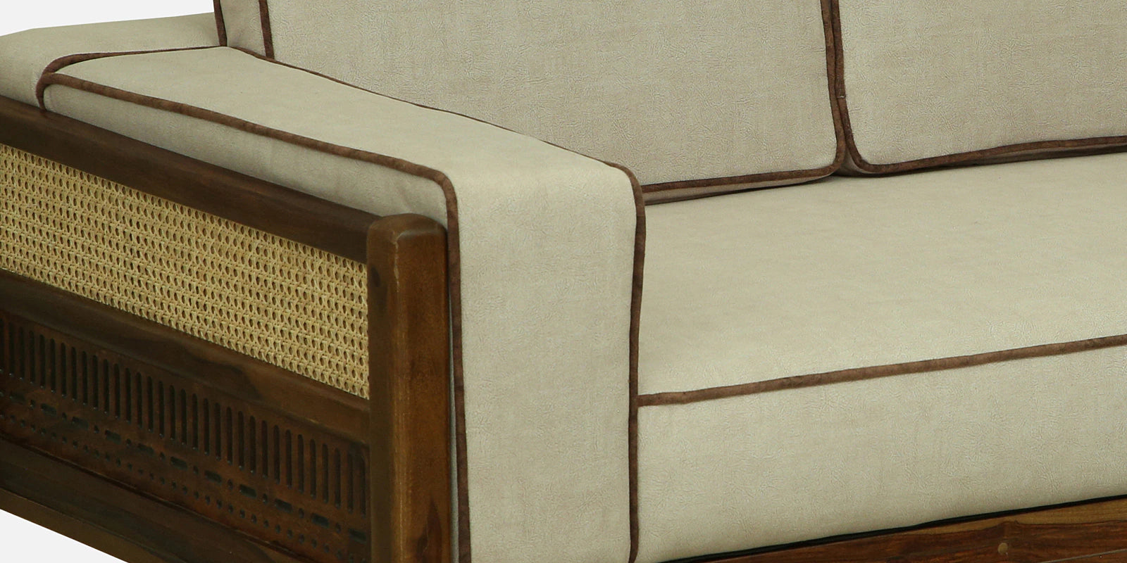 Gildin Sheesham Wood 3 Seater Sofa In Beige Colour