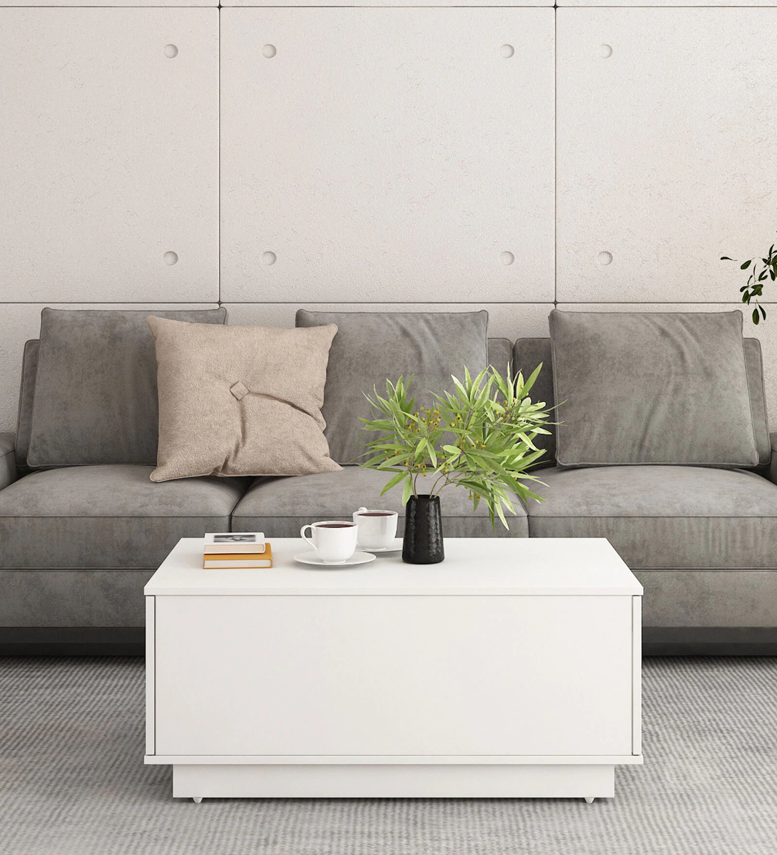 Kisar Coffee Table In Frosty White Finish - Febonic Living