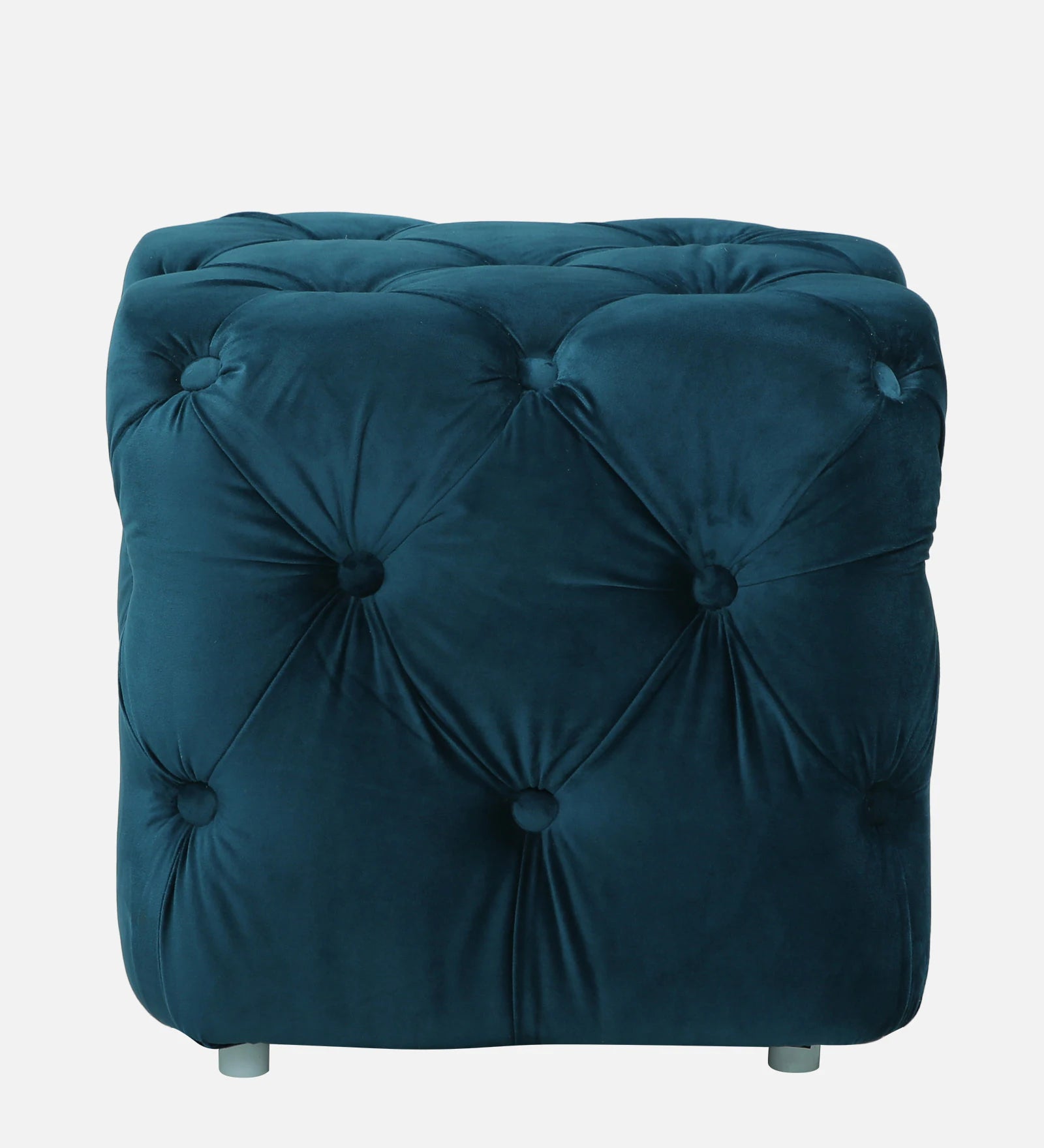 Boya Velvet Pouffe In Blue Colour - Febonic Living