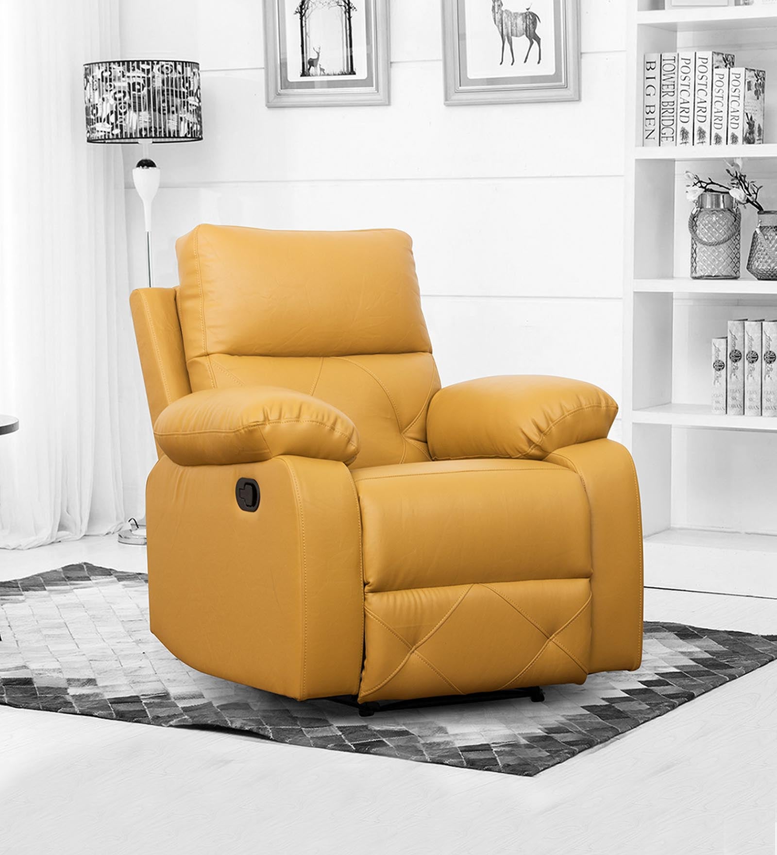 Bree Leatherette 1 Seater Motorized Recliner In Yellow Colour - Febonic Living