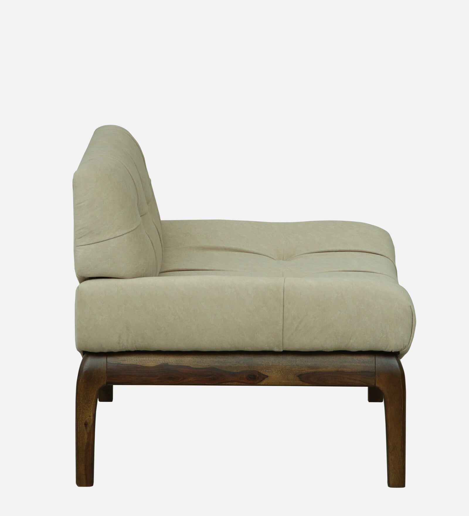 Tiki Sheesham Wood 1 Seater Sofa In Beige Colour