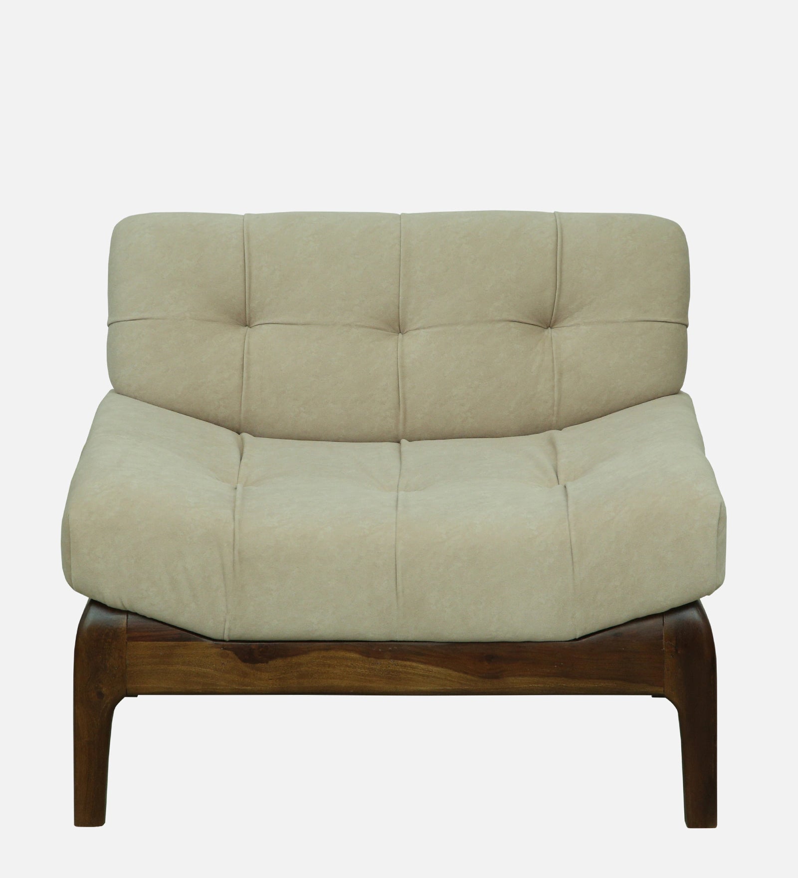 Tiki Sheesham Wood 1 Seater Sofa In Beige Colour