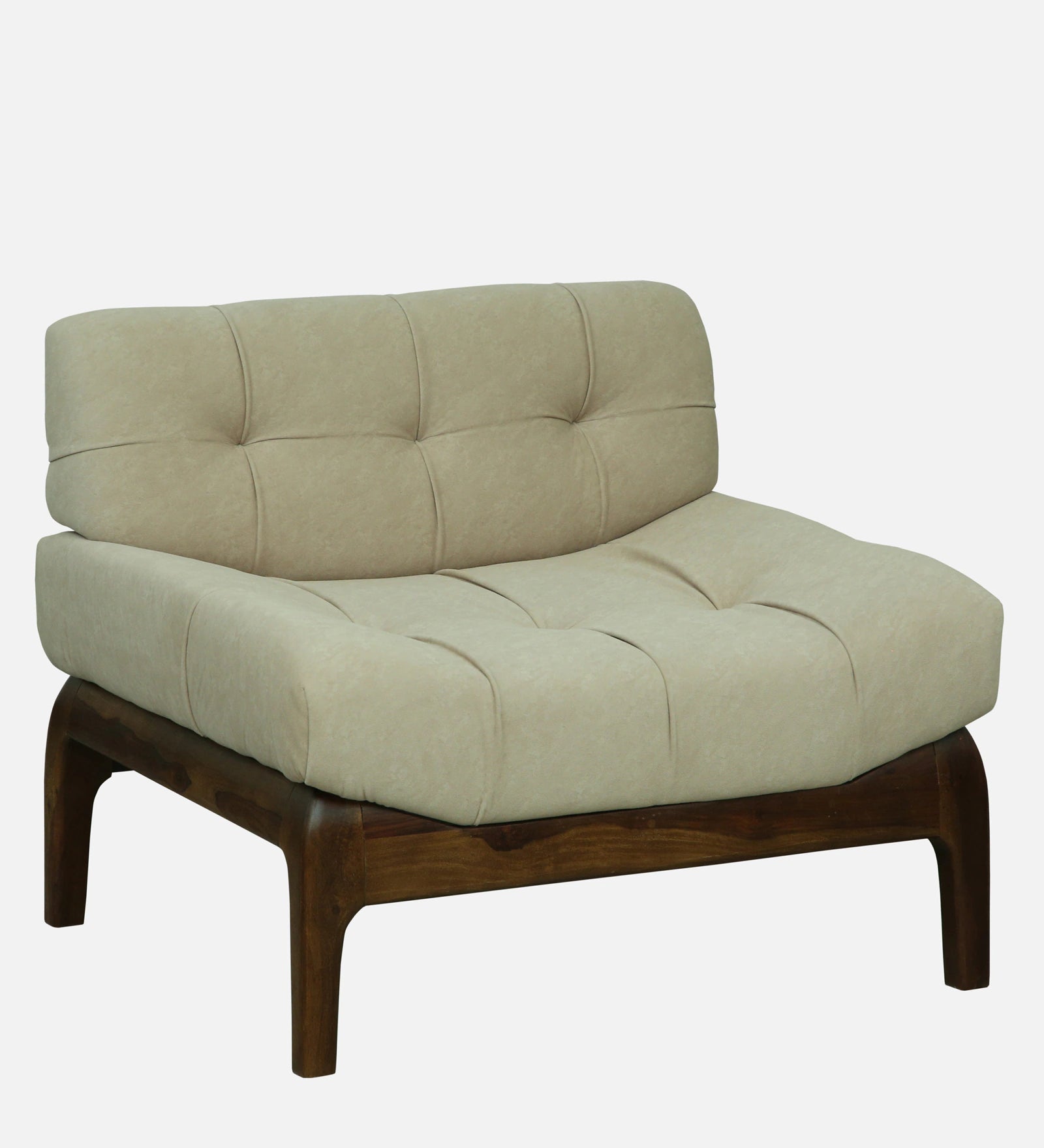 Tiki Sheesham Wood 1 Seater Sofa In Beige Colour