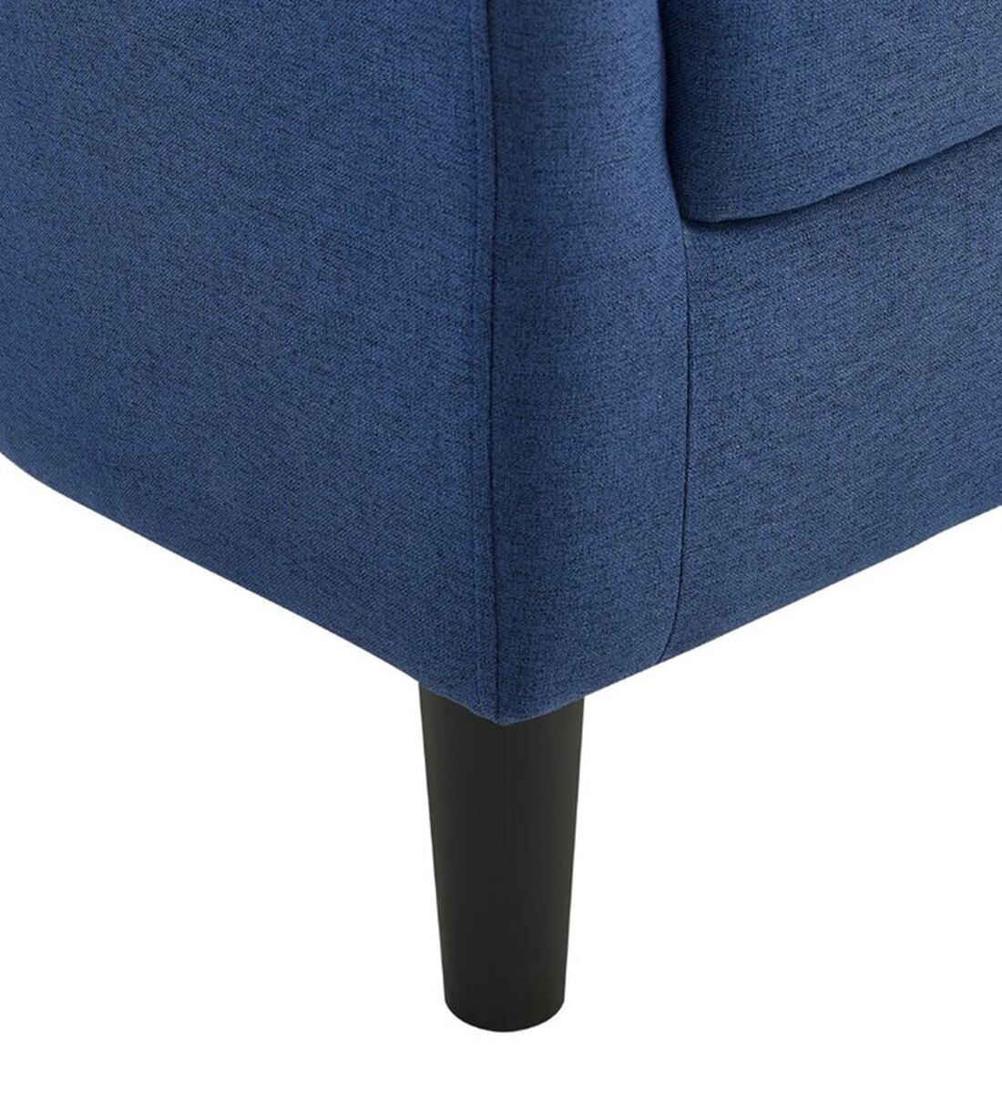 Lovida Fabric Barrel Chair With Ottoman In Royal Blue Colour - Febonic Living