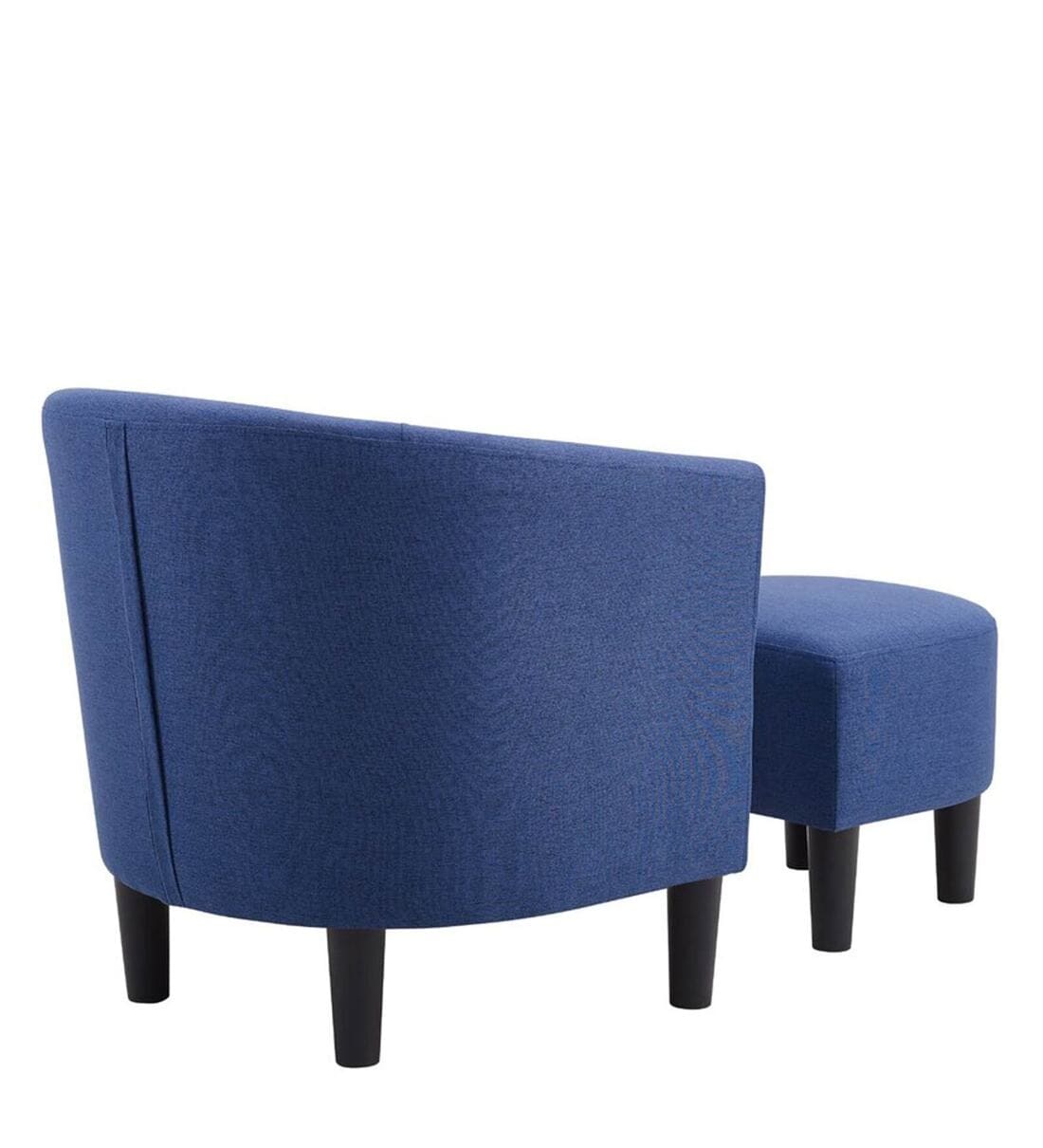 Lovida Fabric Barrel Chair With Ottoman In Royal Blue Colour - Febonic Living