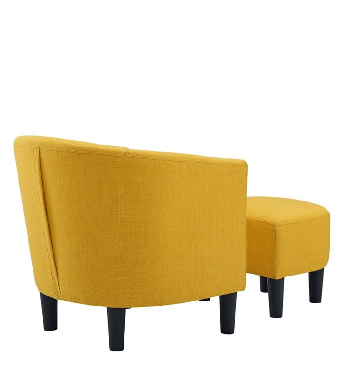 Lovida Fabric Barrel Chair With Ottoman In Bold Yellow Colour - Febonic Living