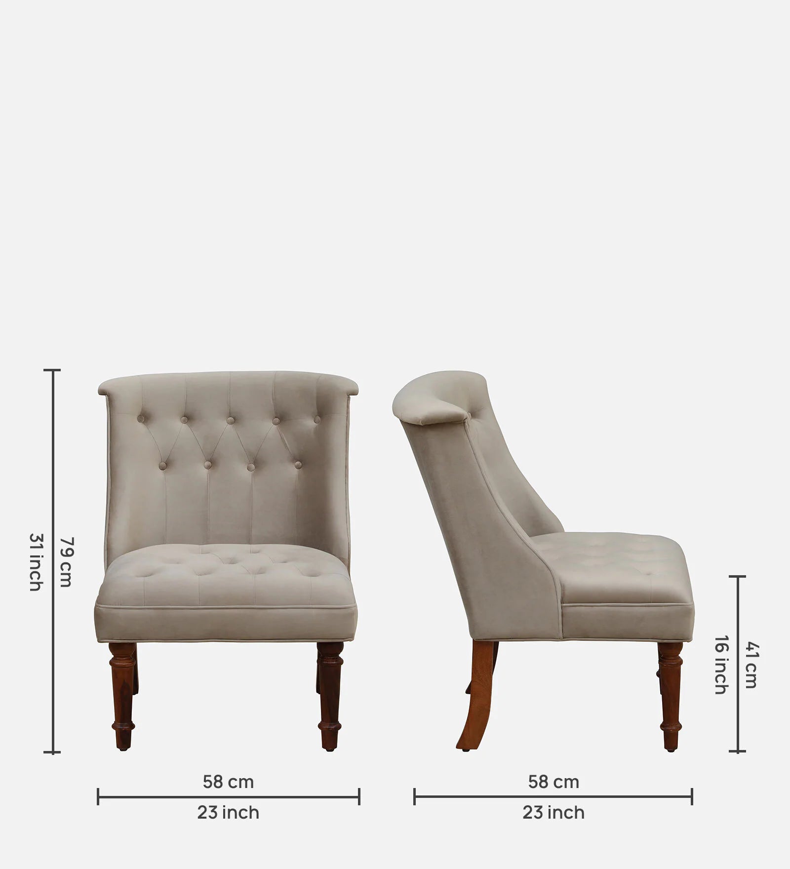 Ludovic Velvet Slipper Chair In Beige Colour - Febonic Living