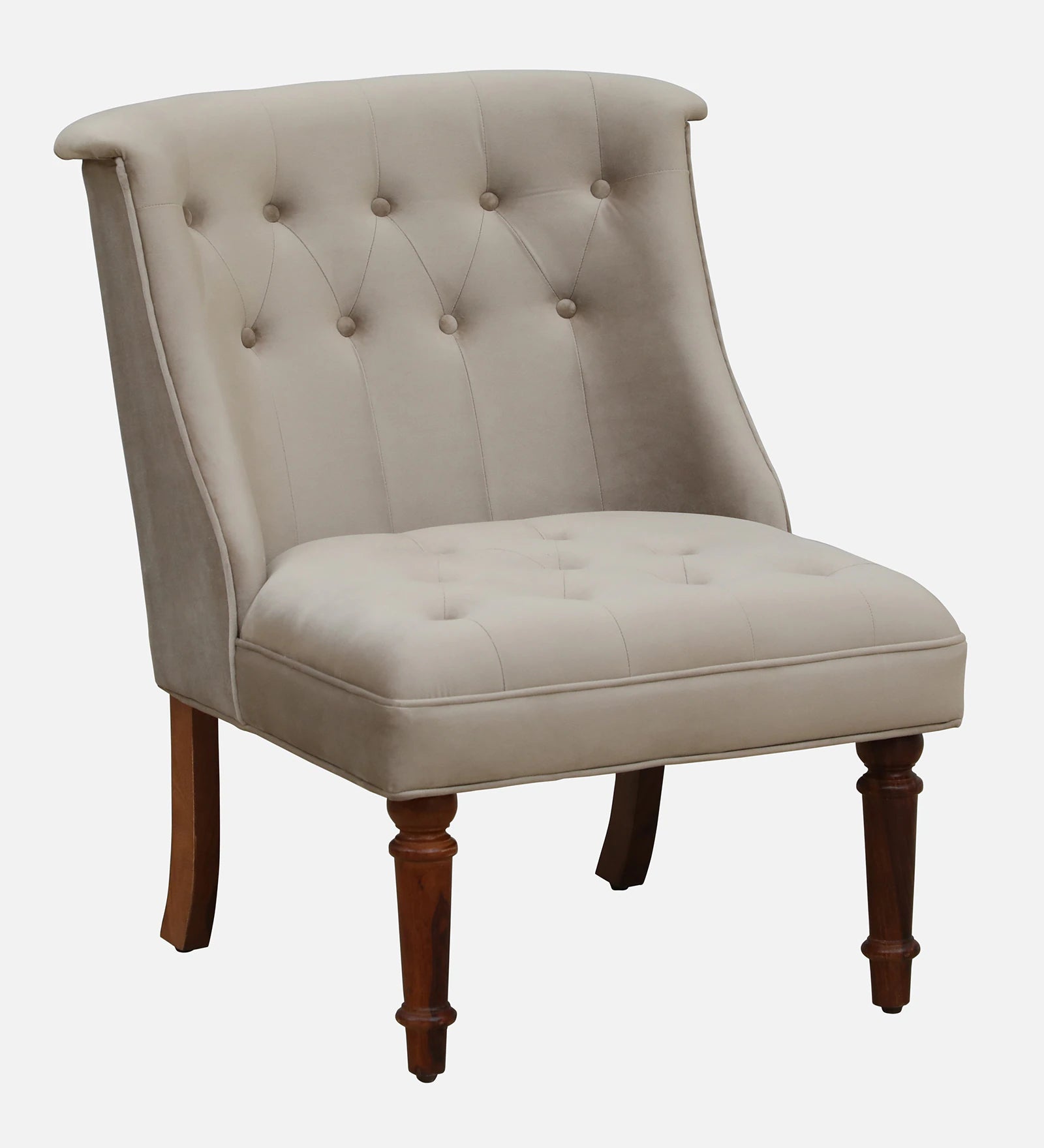 Ludovic Velvet Slipper Chair In Beige Colour - Febonic Living